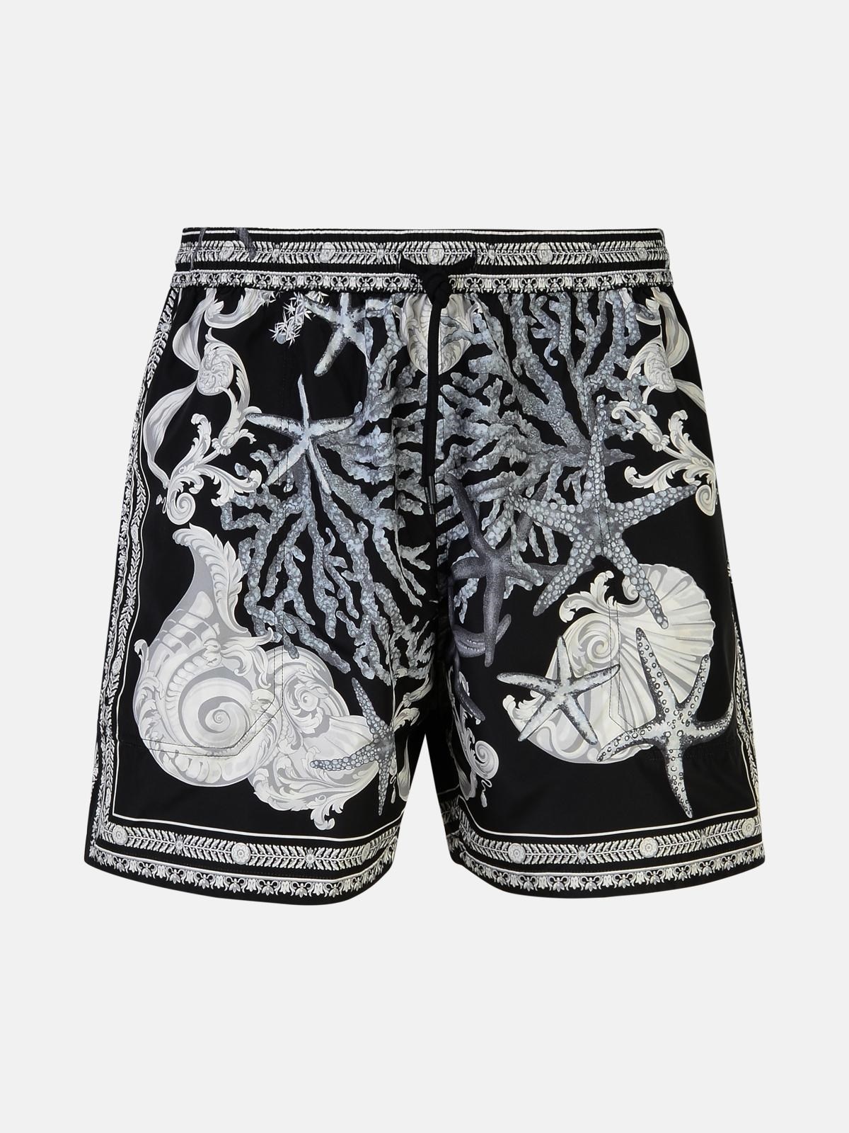 'BAROCCO' BLACK POLYESTER SWIMSUIT - 1