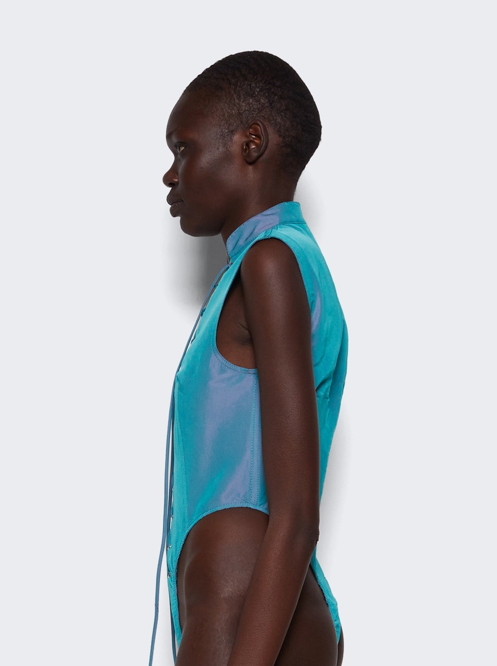 Utility Lace-Up Bodysuit Aqua - 4