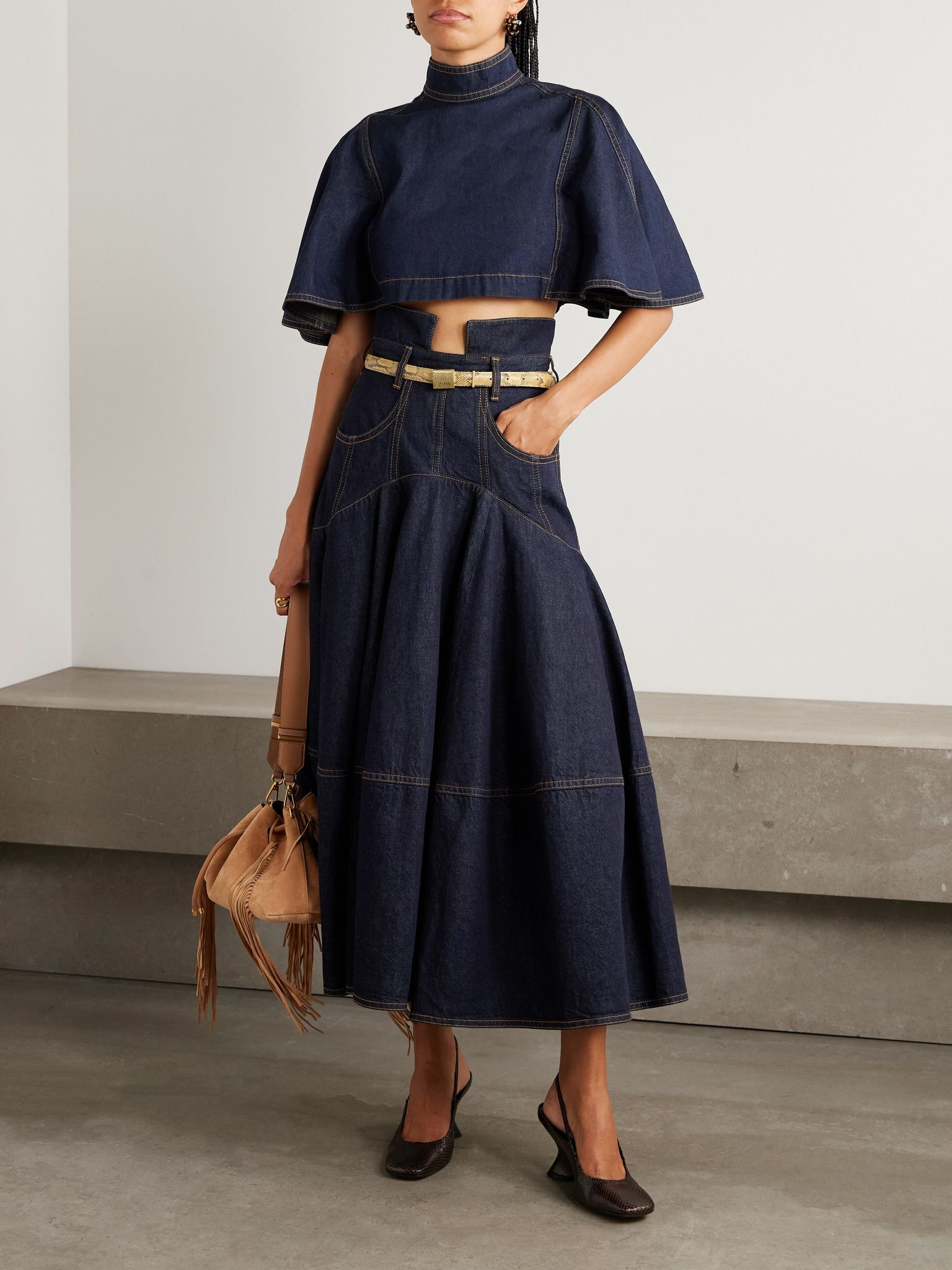 Hypnotic denim midi skirt Dark denim - 2