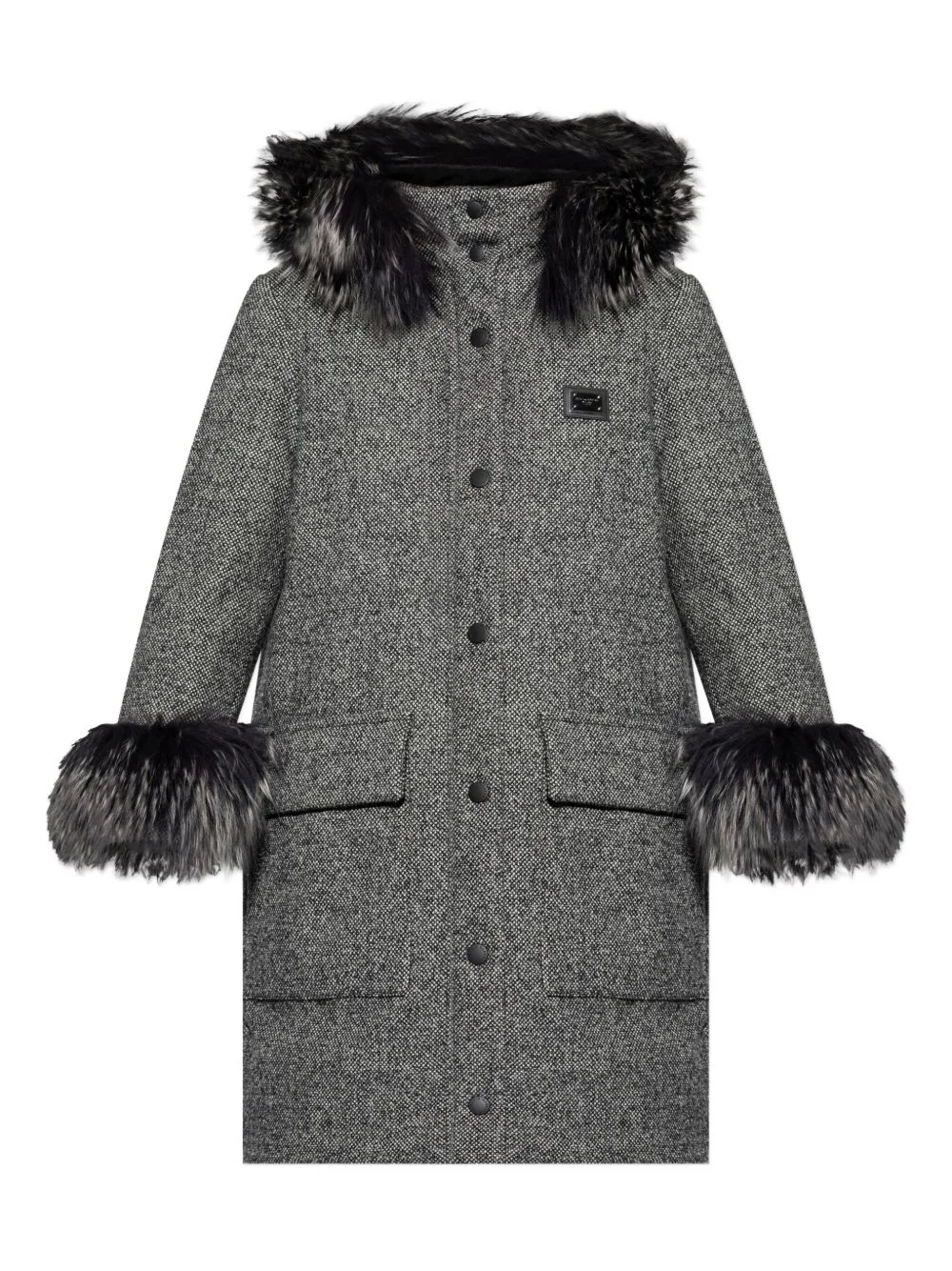 faux-fur trimmed wool coat - 1