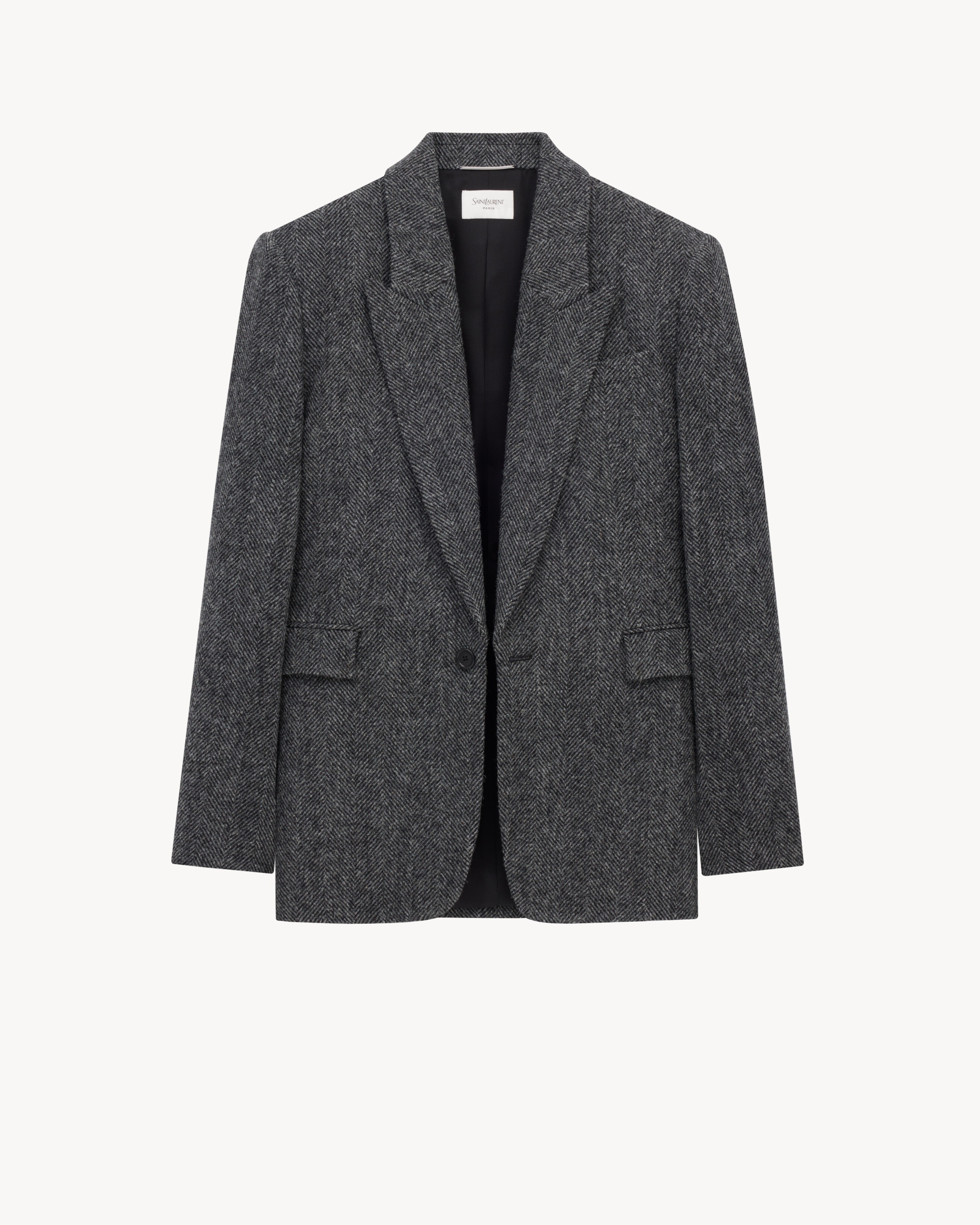 JACKET IN BRUSHED HERRINGBONE WOOL - 3