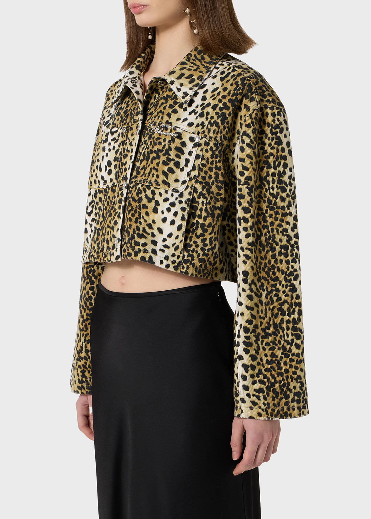 COTTON JACKET WITH ANIMAL PRINT AND RHINESTONE PIN - 5