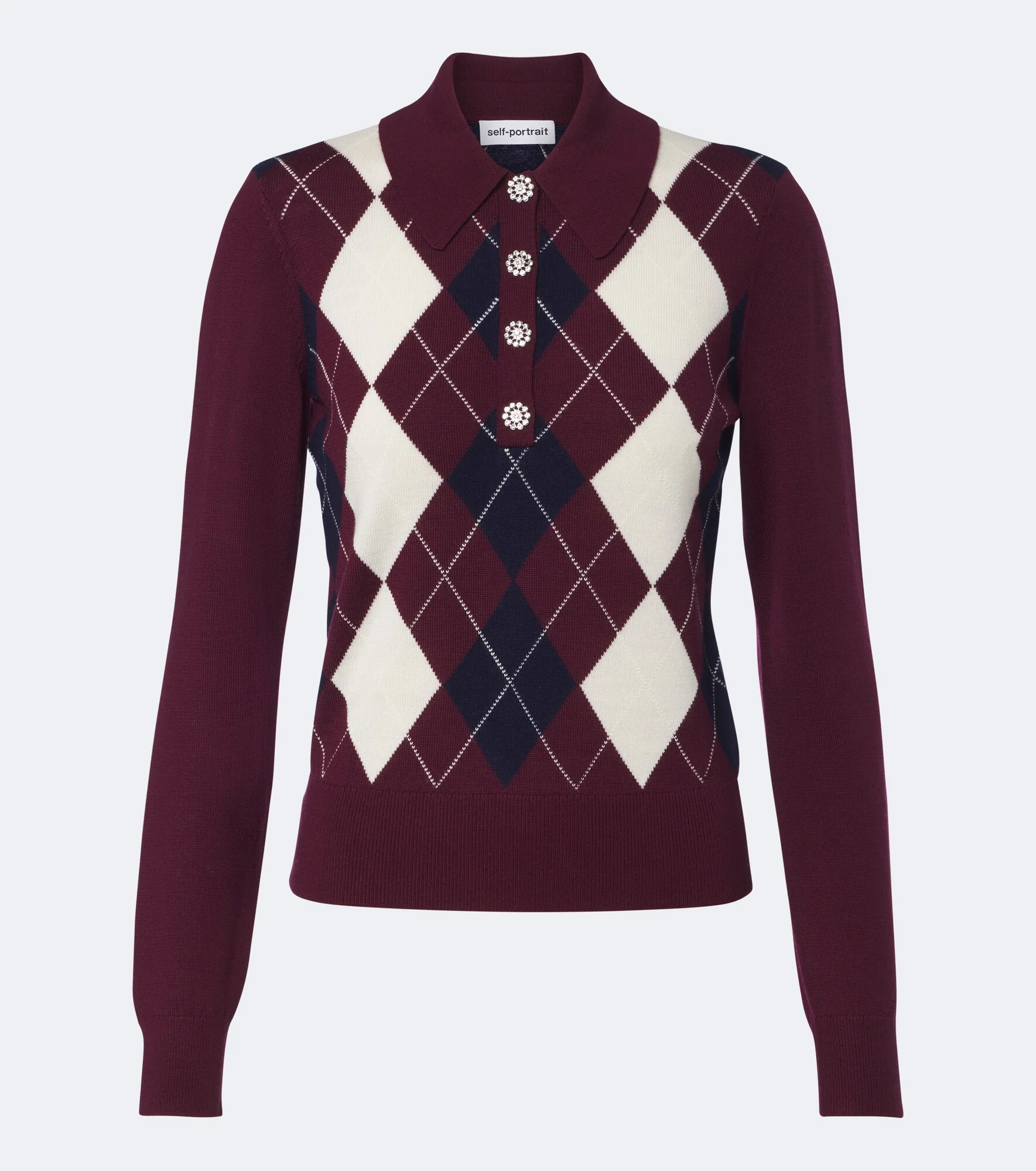 Argyle wool polo sweater - 1