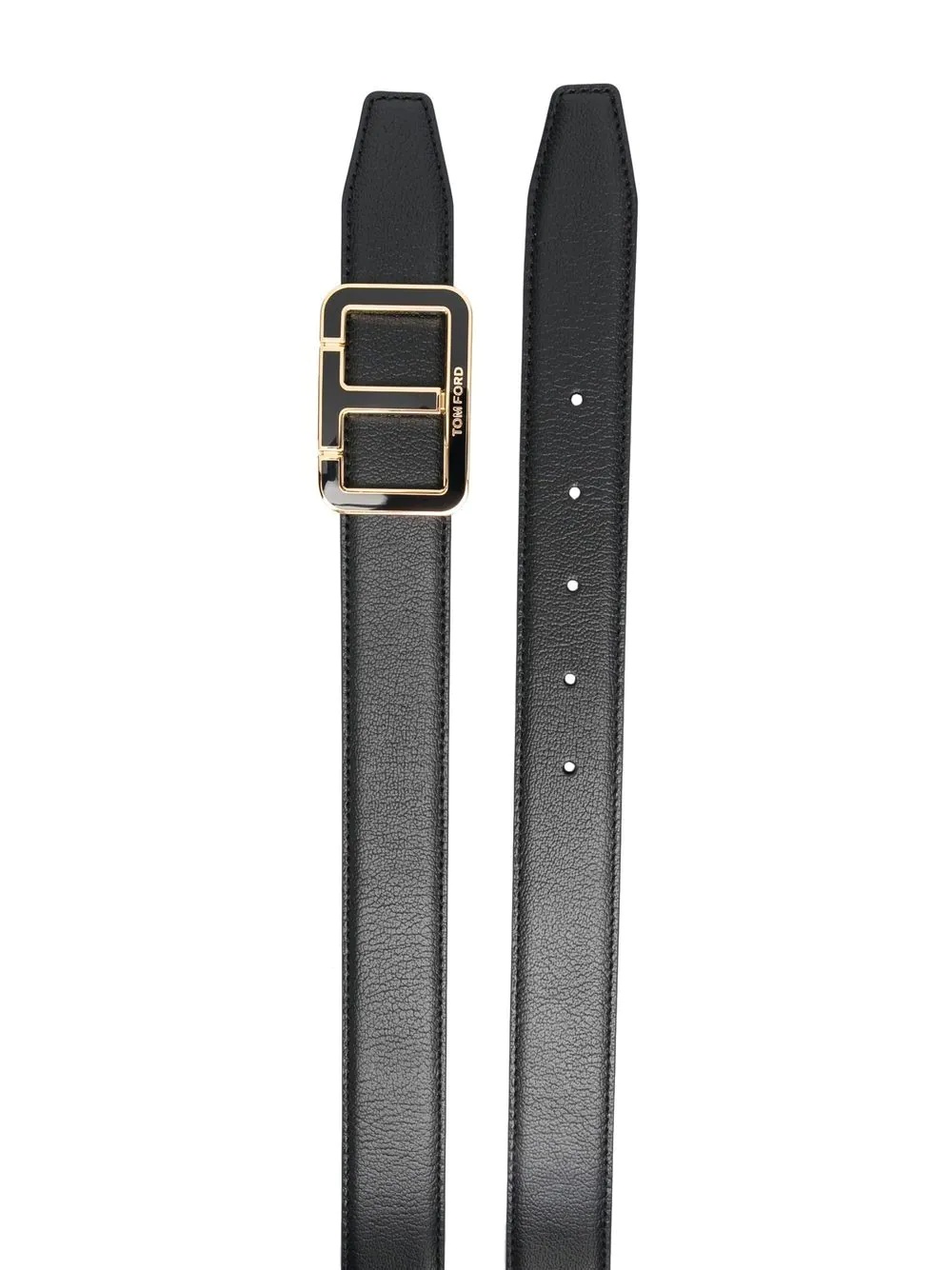 logo-buckle leather belt - 2