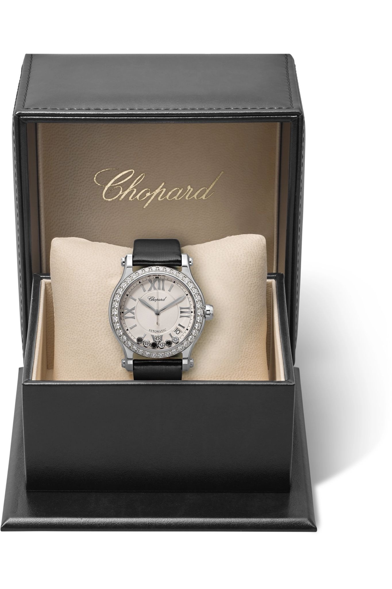 Happy Sport Automatic 36mm stainless steel, satin and diamond watch - 8