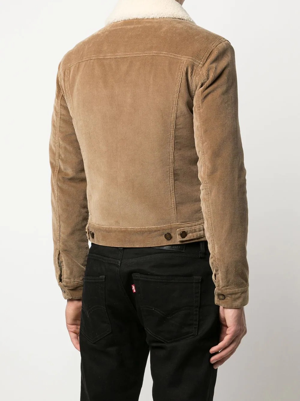 shearling-collar corduroy denim jacket - 4