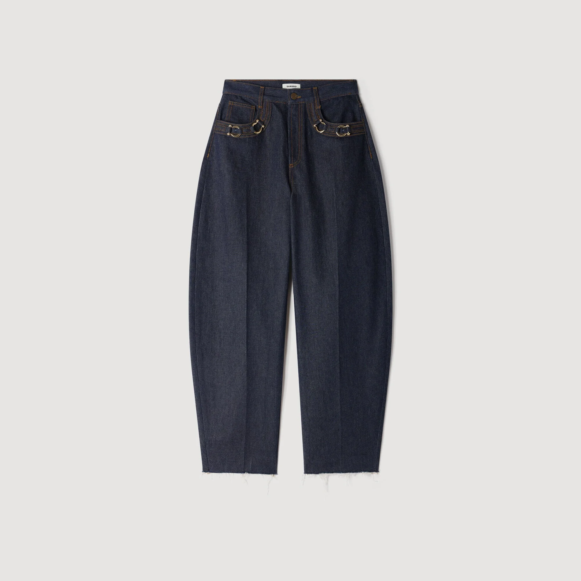 BARREL JEANS WITH METAL DETAILS - 1