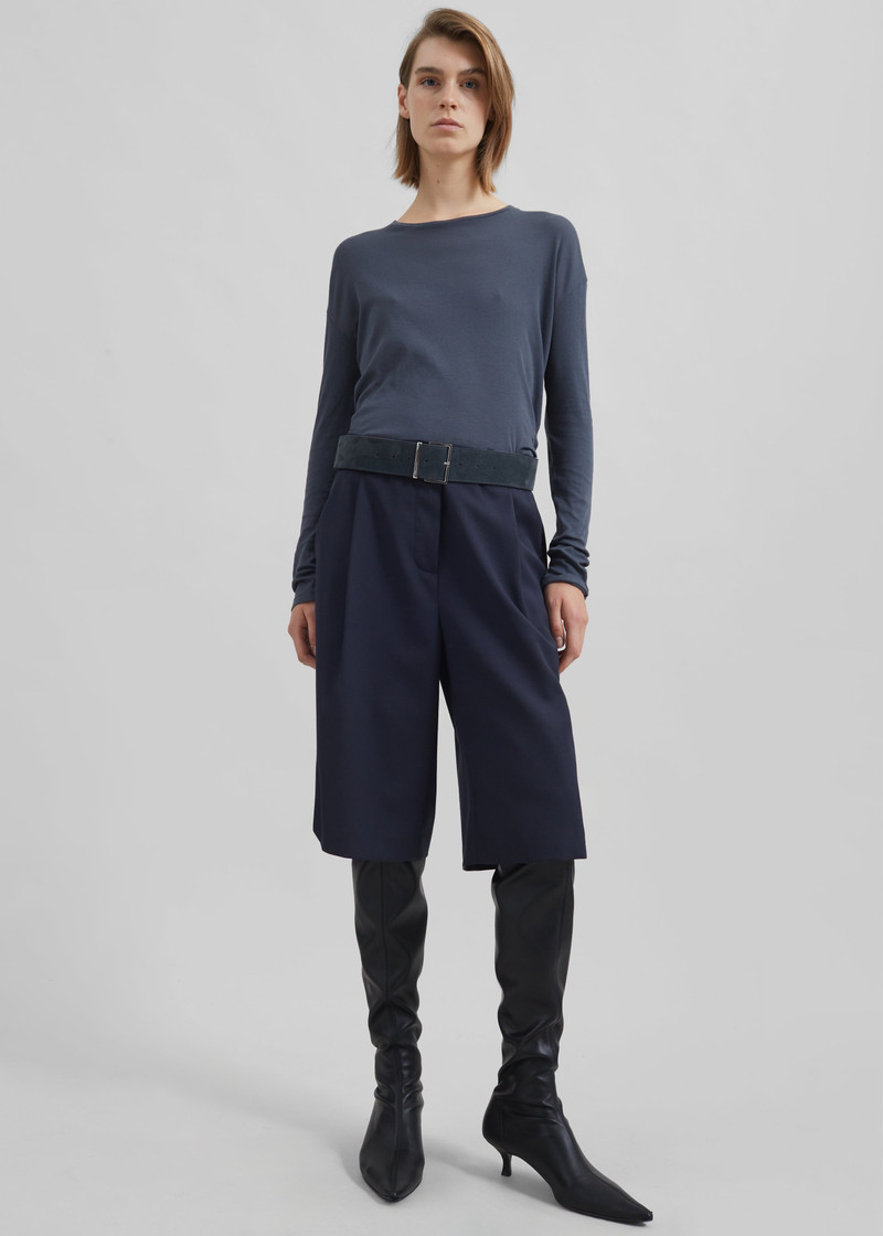 Bilbao Pleated Bermuda Shorts - Navy 6