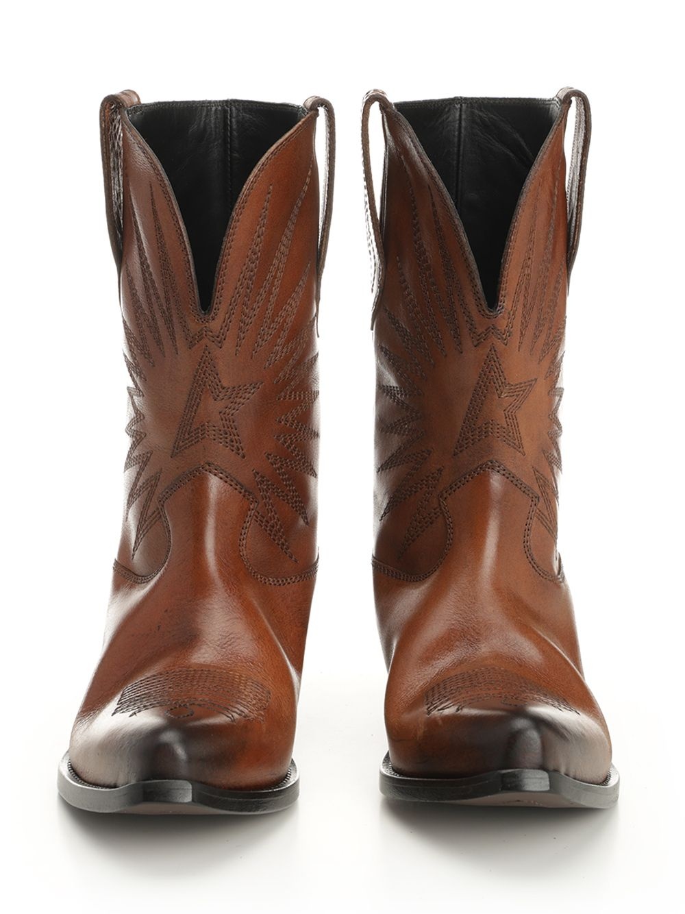 Wish Star Low With Embroideries Leather Upper Boots Brown - 5
