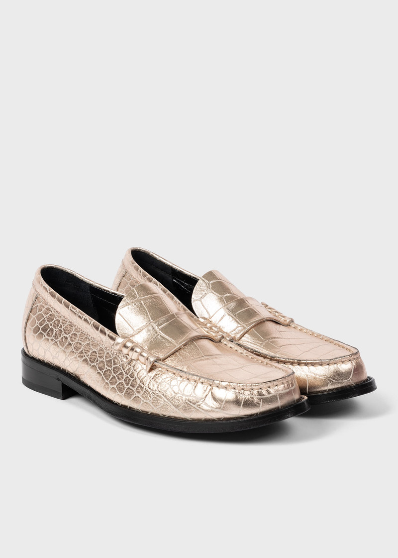 Paul Smith Leather Mock-Croc 'Cassini' Loafers outlook