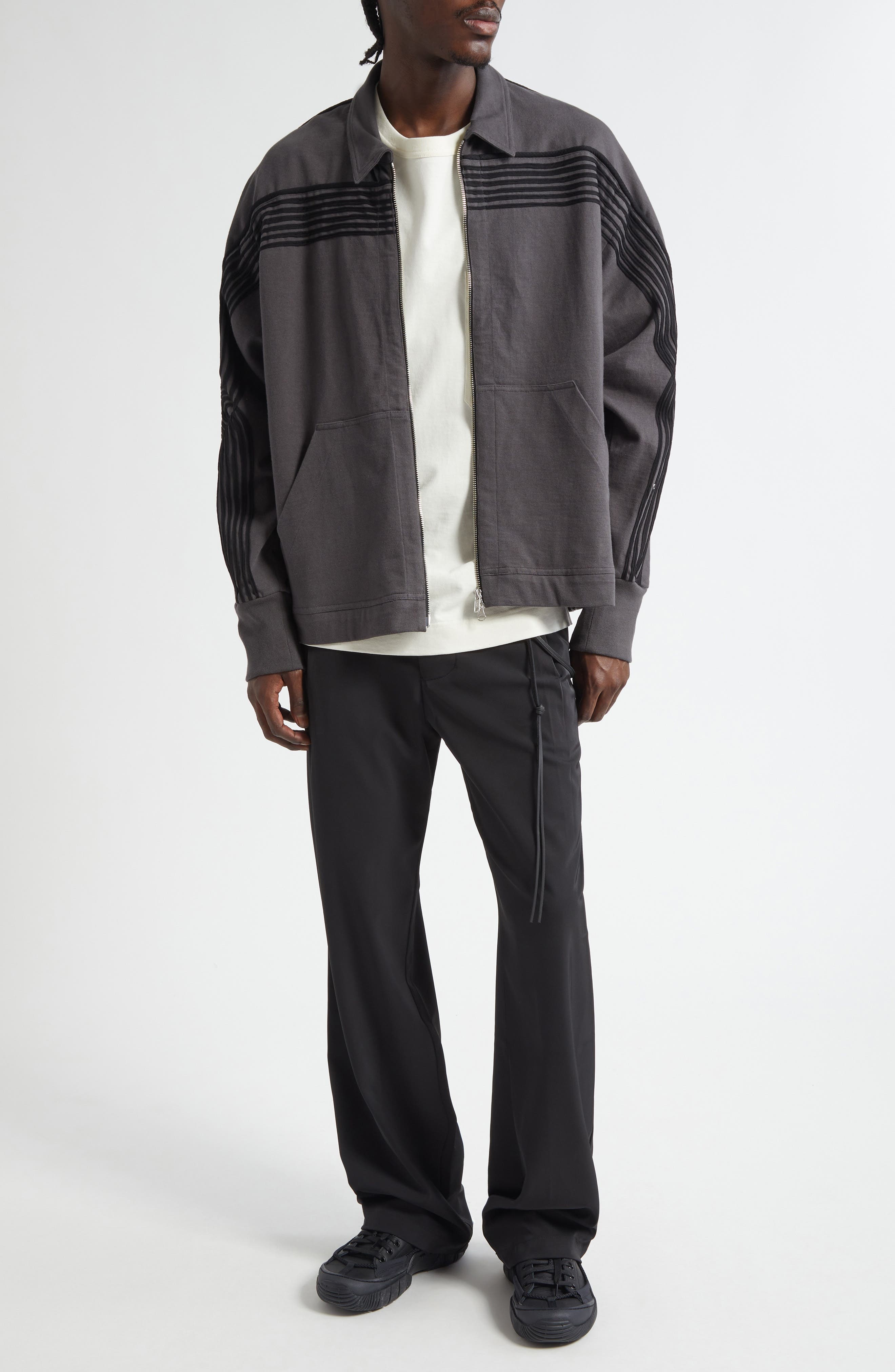 SONG FOR THE MUTE Appliqué Track Jacket in Washed Black at Nordstrom - 2