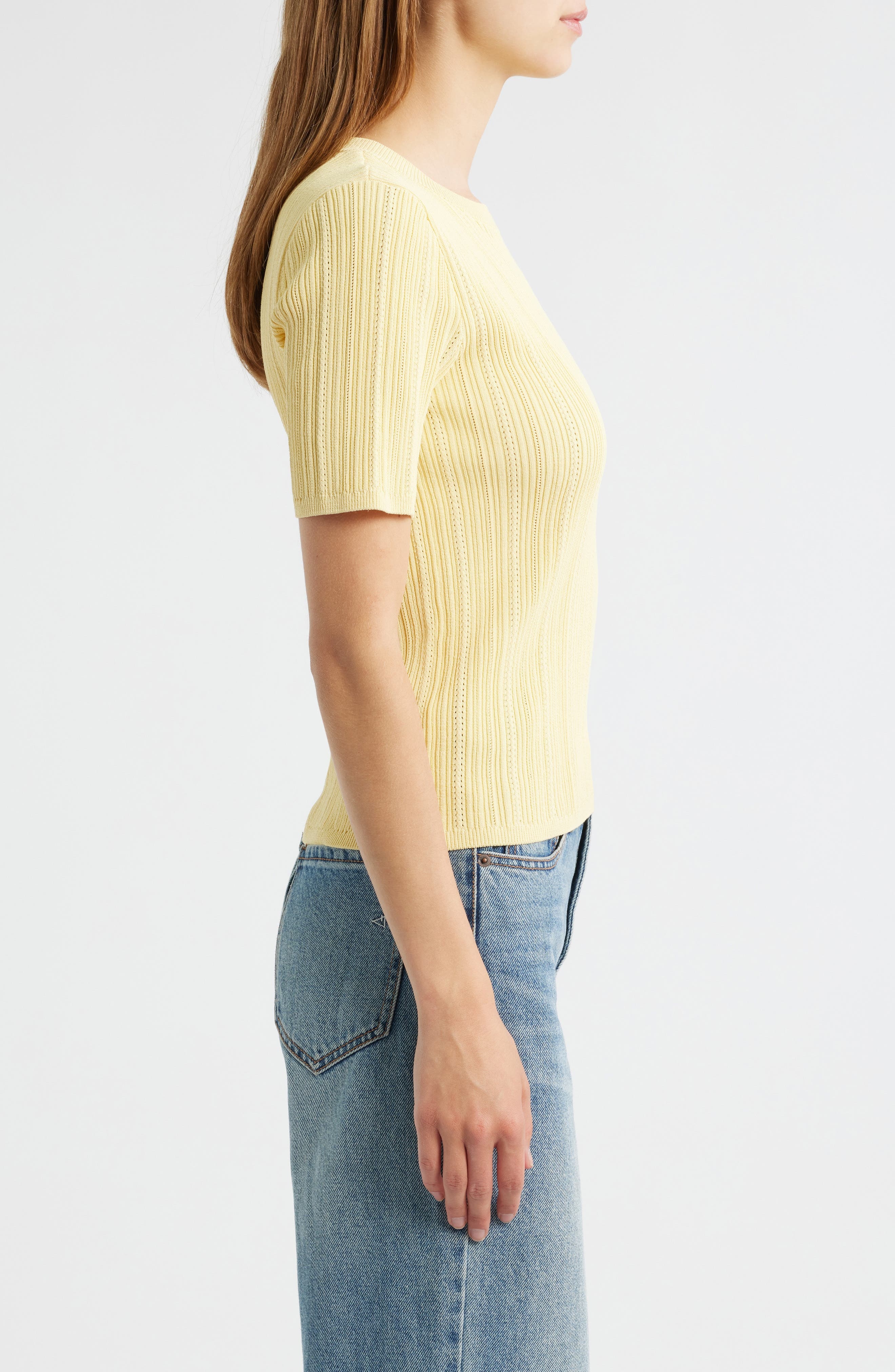 rag & bone Camryn Short Sleeve Rib Sweater in Sunlit at Nordstrom - 3