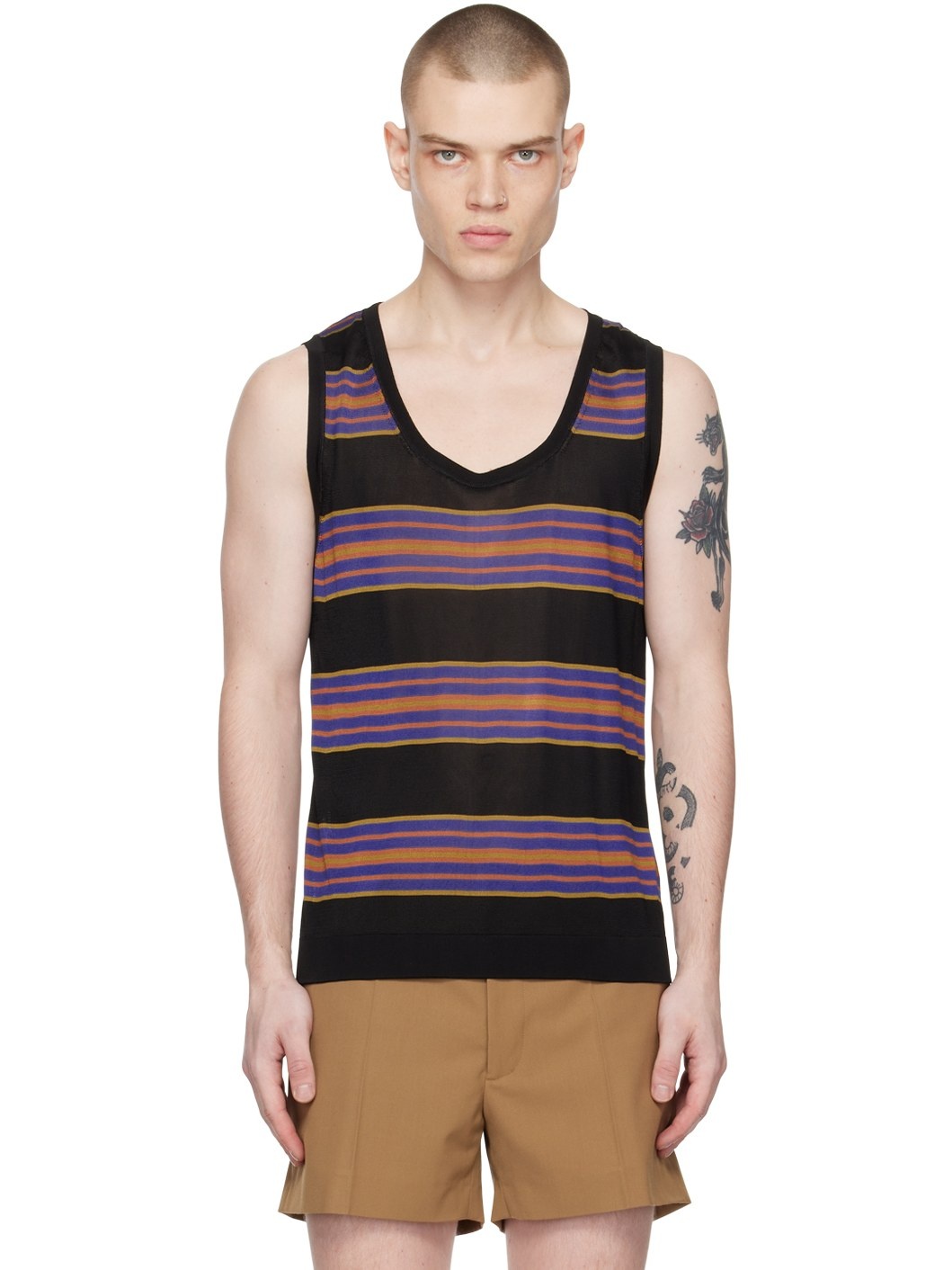 Black Striped Tank Top - 1