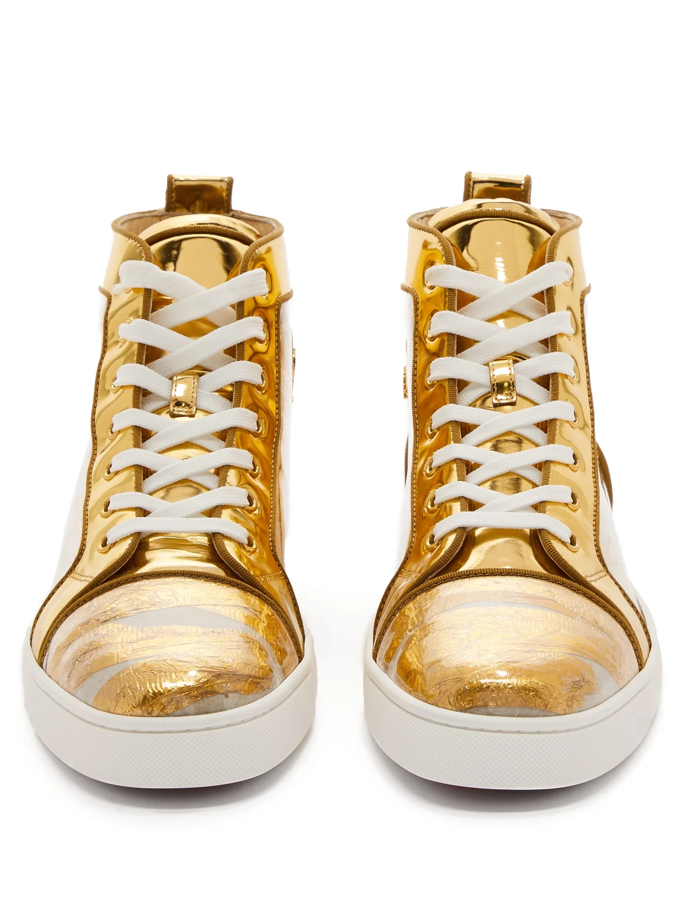 Louis foil-embellished high-top leather trainers - 5