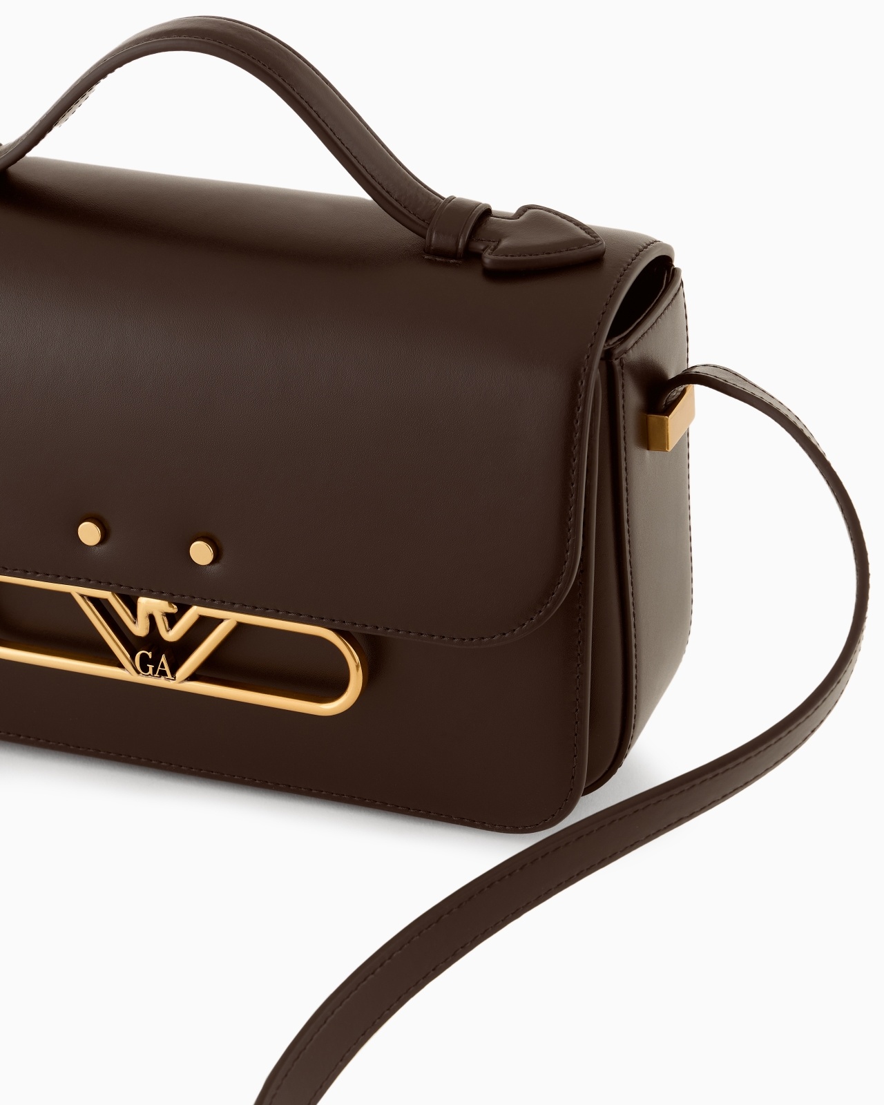 SMOOTH LEATHER SHOULDER BAG WITH METAL EAGLE LOGO - 5