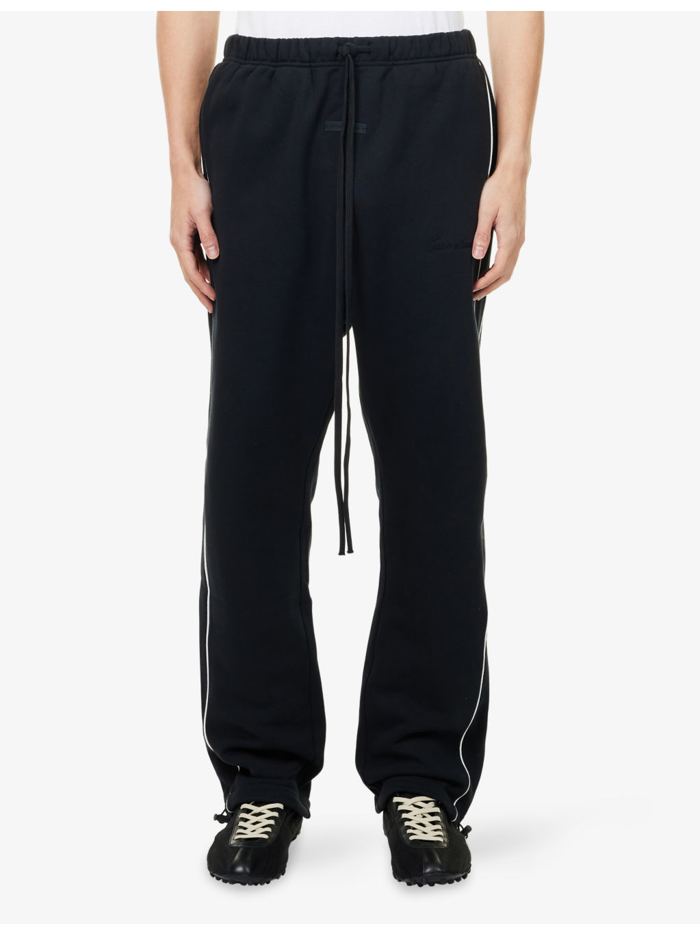 Drawstring-Cuffs Straight-Leg Cotton-Blend Jogging Bottoms - 3