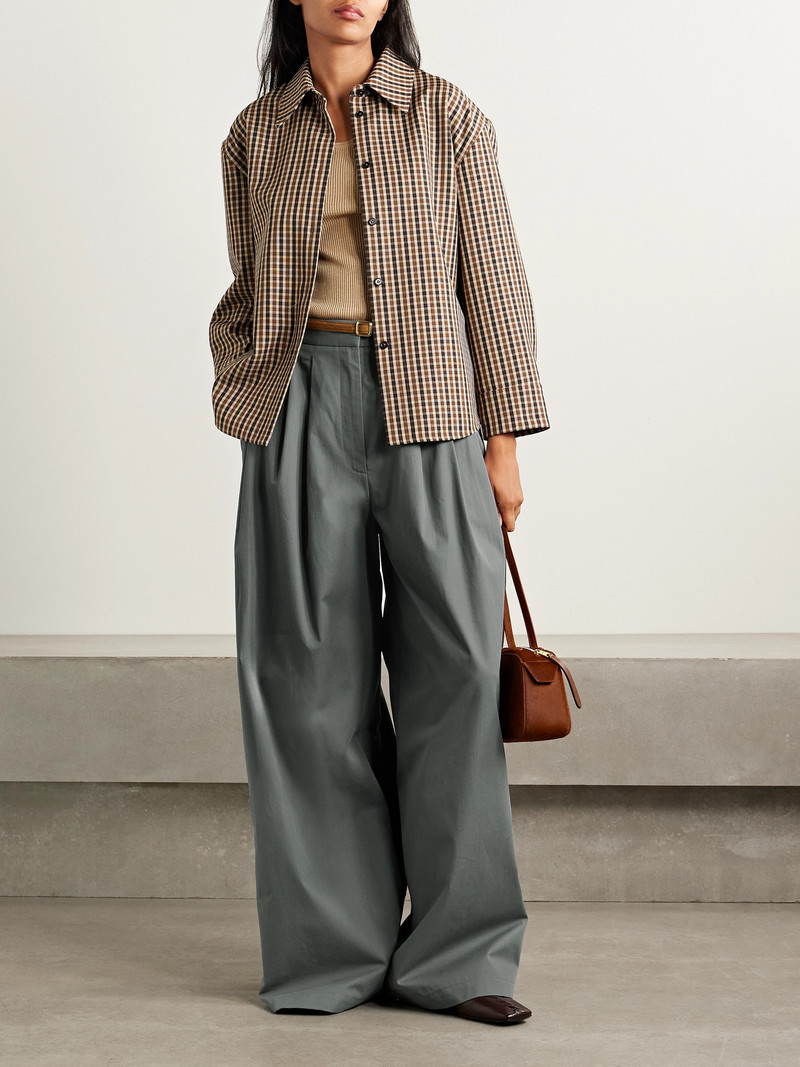 Tibi Pleated Cotton-twill Wide-leg Pants outlook