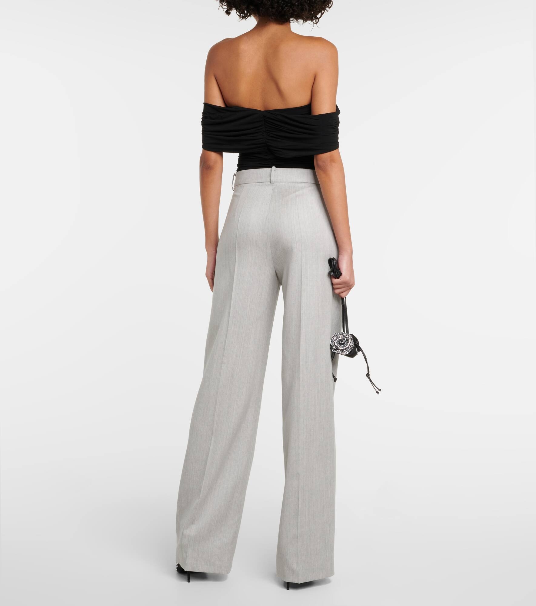 Mid-rise wool straight pants - 3
