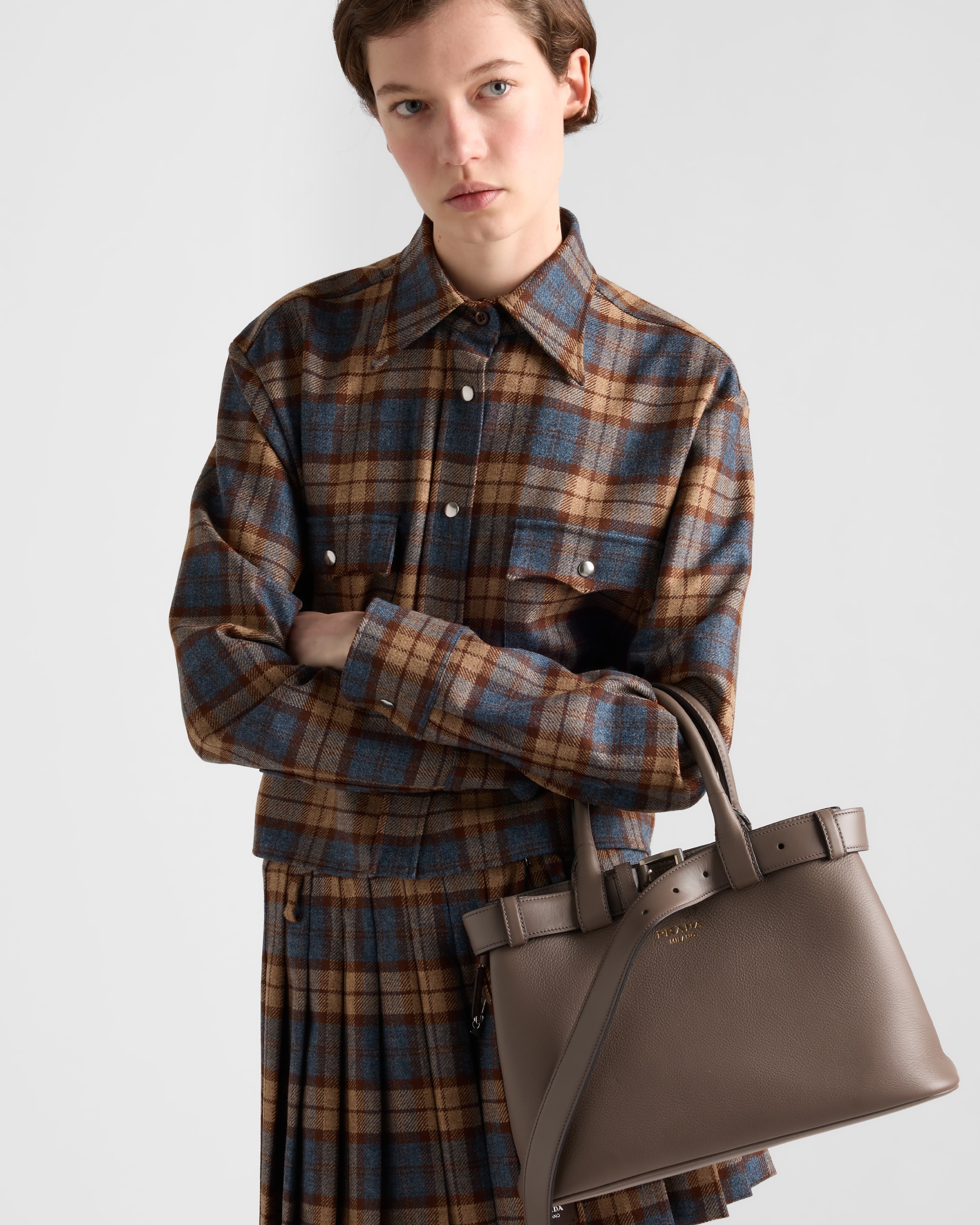 Checked wool twill shirt - 4