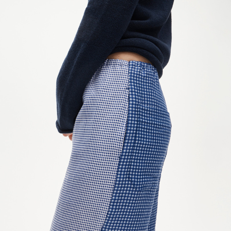 Petite Luna pant in gingham linen blend 4