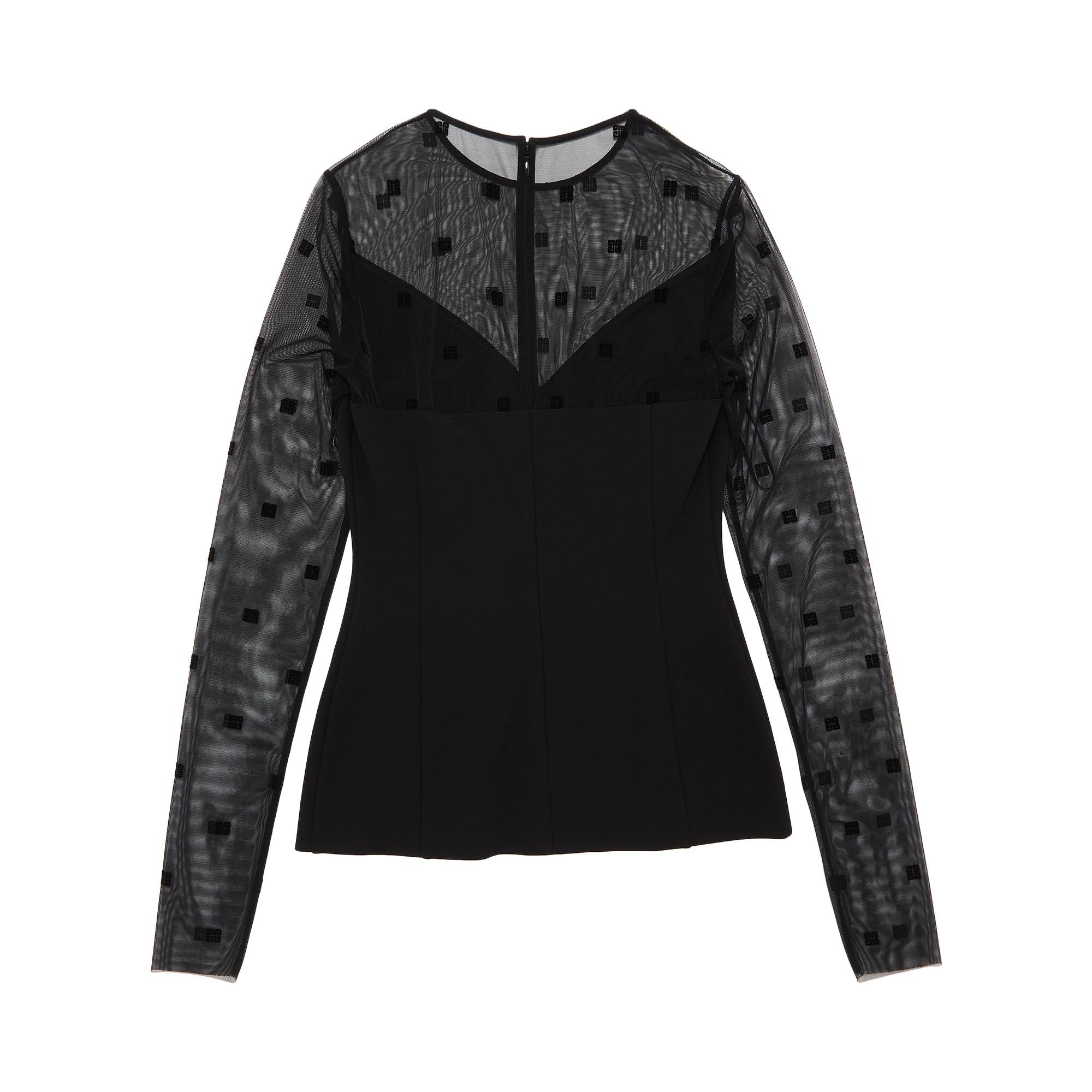 Givenchy 4G Tulle Long-Sleeve Top 'Black' - 2