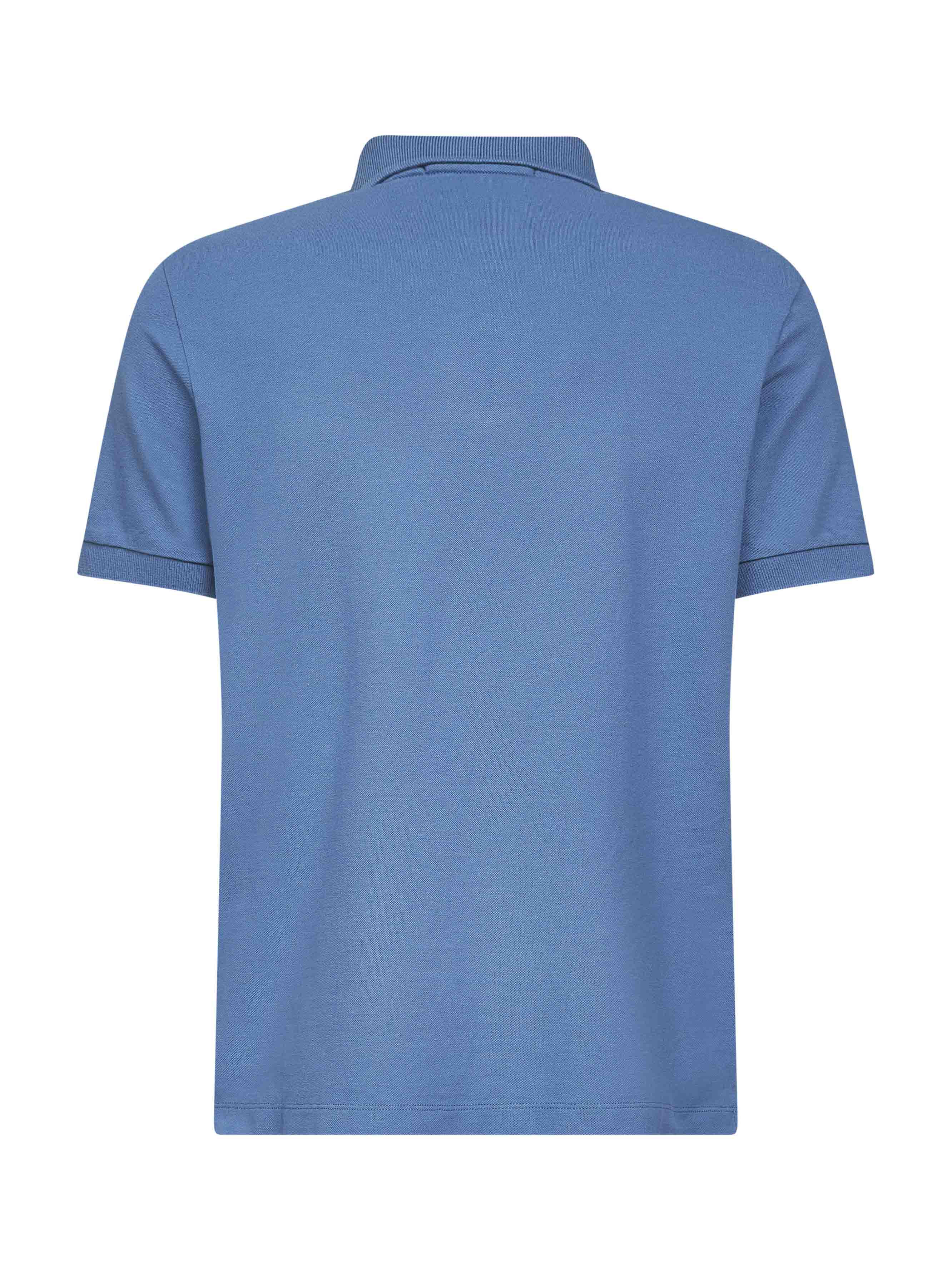Steel blue stretch pique Compass patch polo shirt - 2