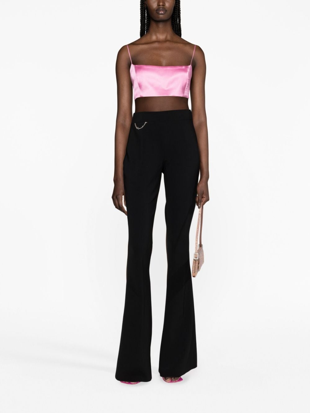 chain-embellished flared trousers - 2