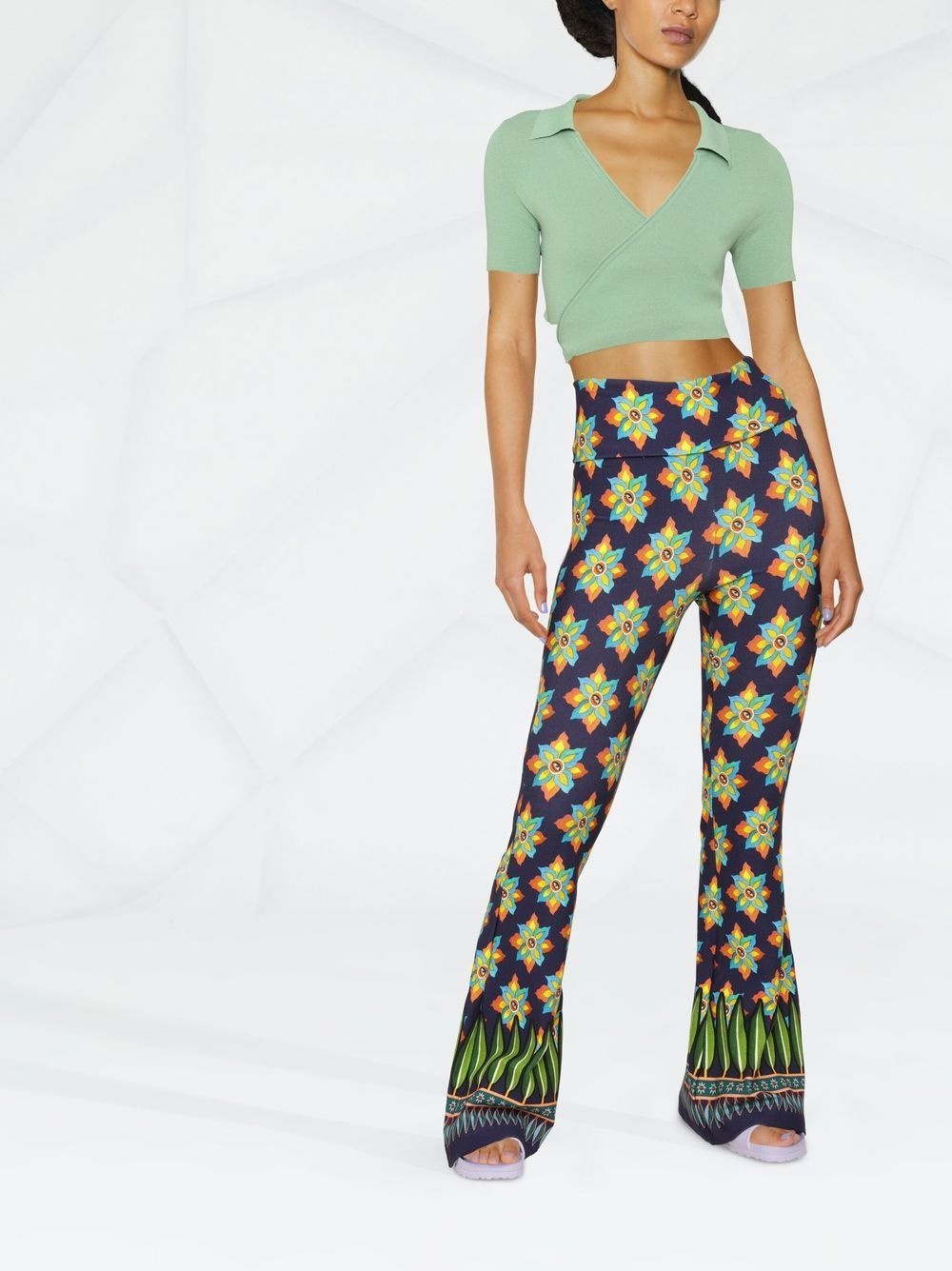 graphic-print flared trousers - 2