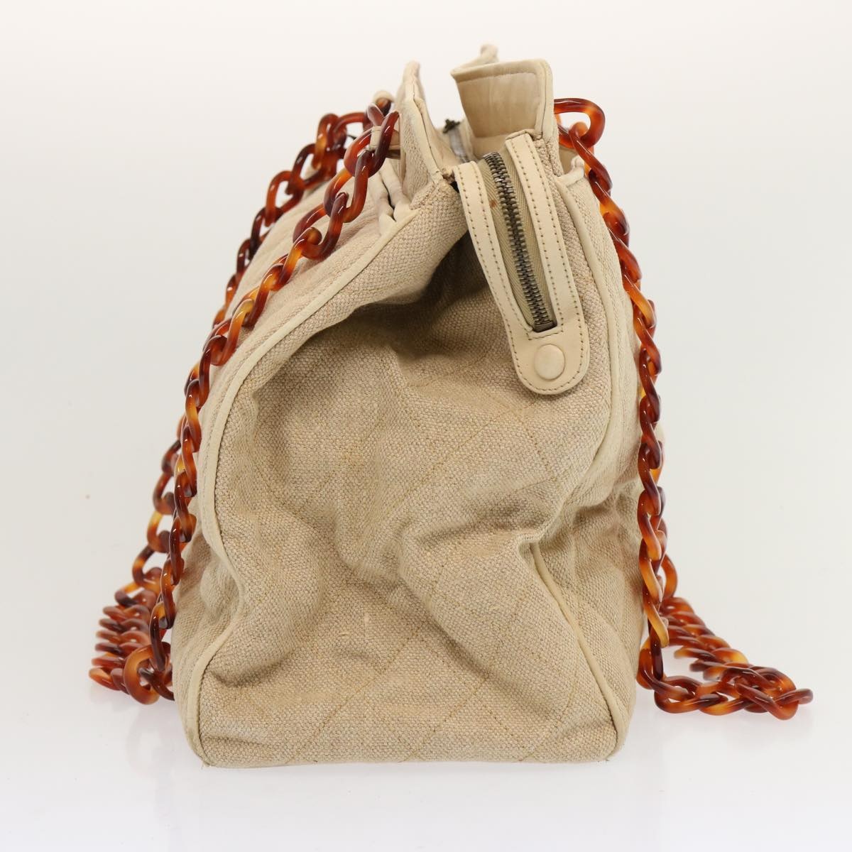 CHANEL Tote Bag Canvas Beige CC - 3