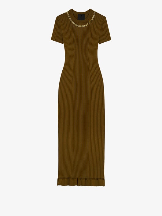 DRESS IN RIBBED KNIT WITH CHAIN - 1