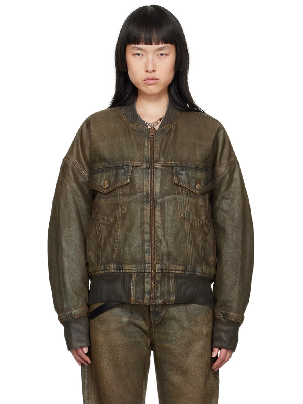 【Acne Studios】 Coated denim bomber jacket Coated denim bomber jacket in blue - Acne Studios | Mytheresa