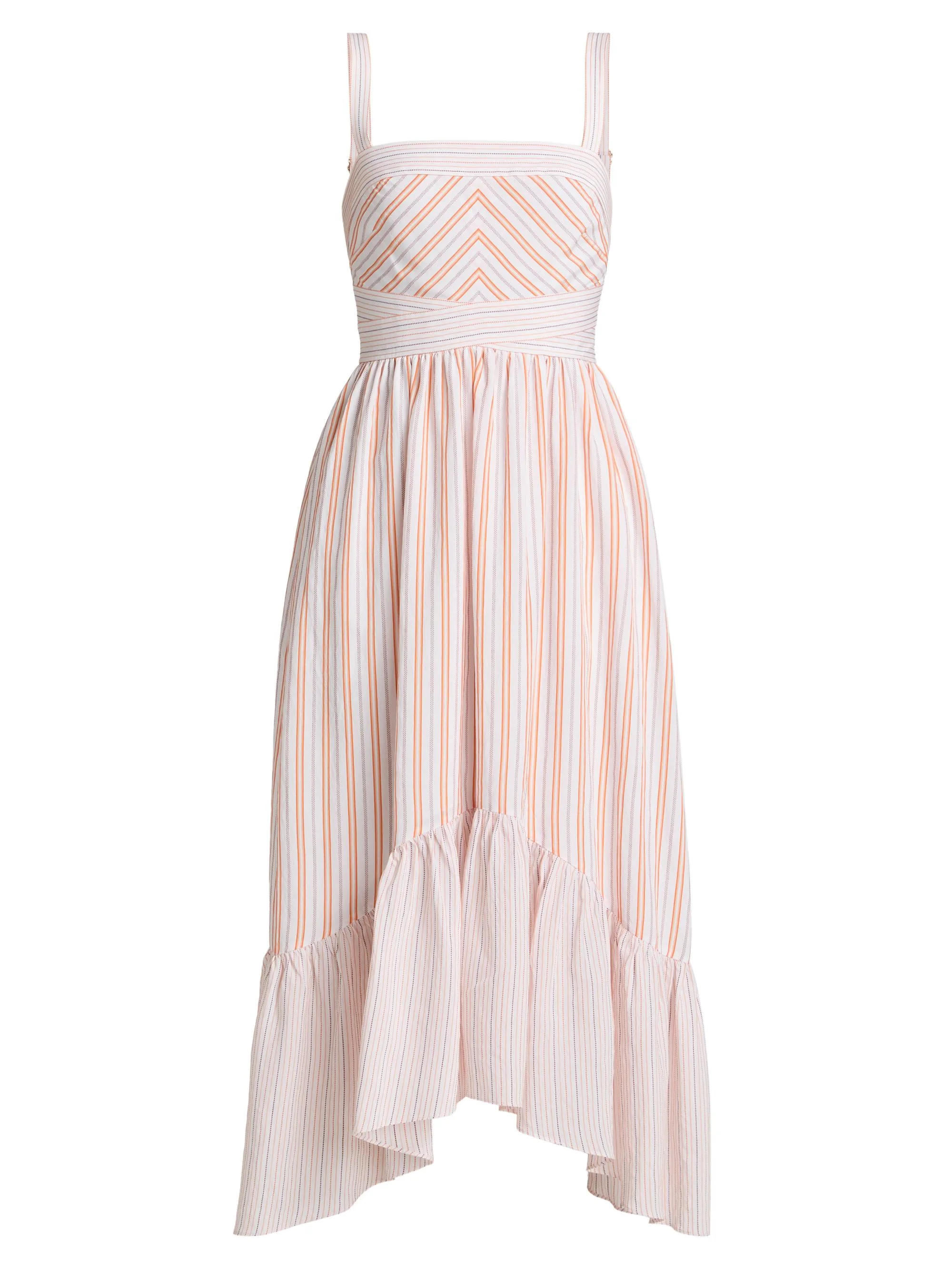 Women's Nadia Striped Midi-Dress - Sunset Orange Stripe Combo - 1