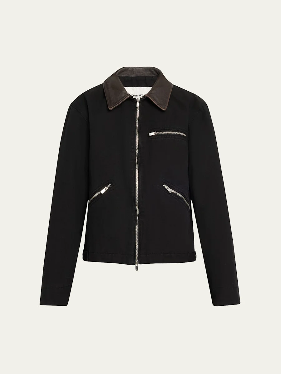 Leather Collar Work Jacket - 1