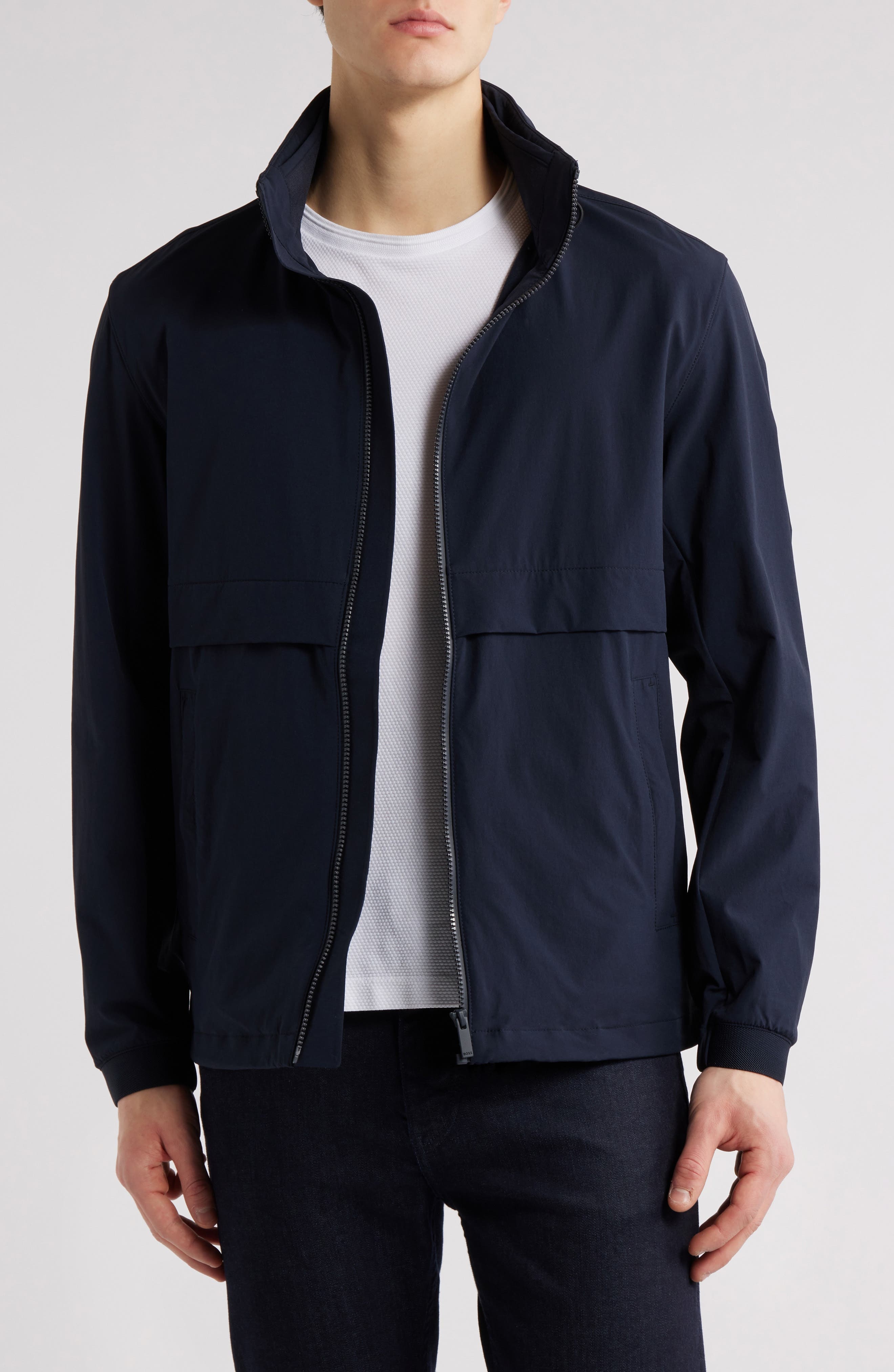 BOSS Caldar Hooded Zip-Up Jacket in Dark Blue at Nordstrom - 1