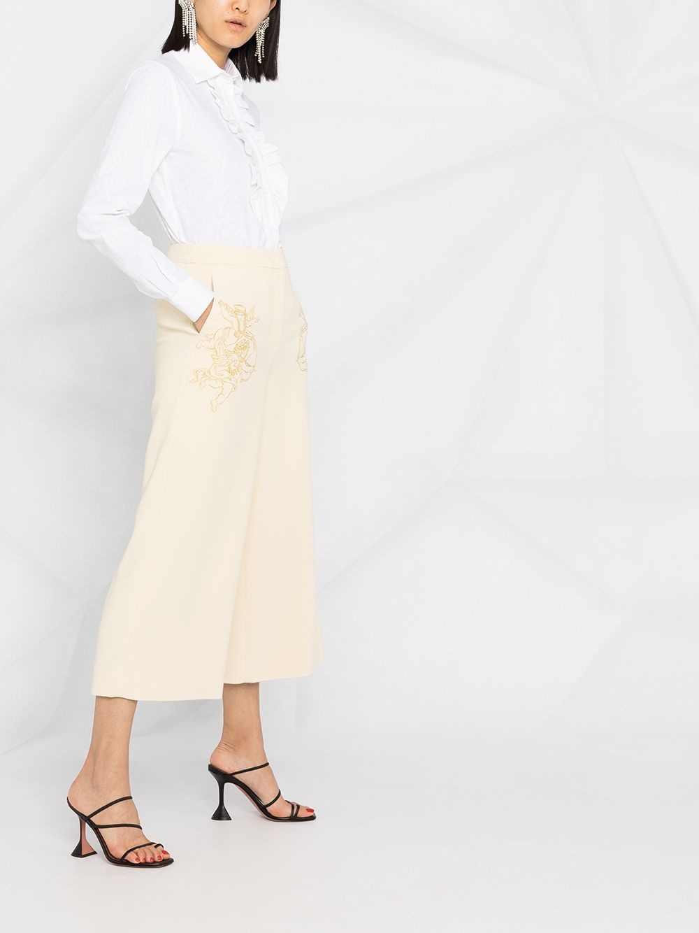 embroidered cupid cropped trousers - 6