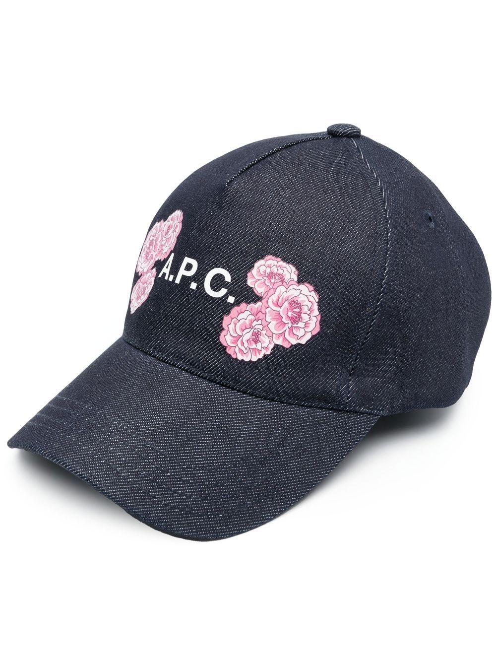 flower-print denim cap - 1