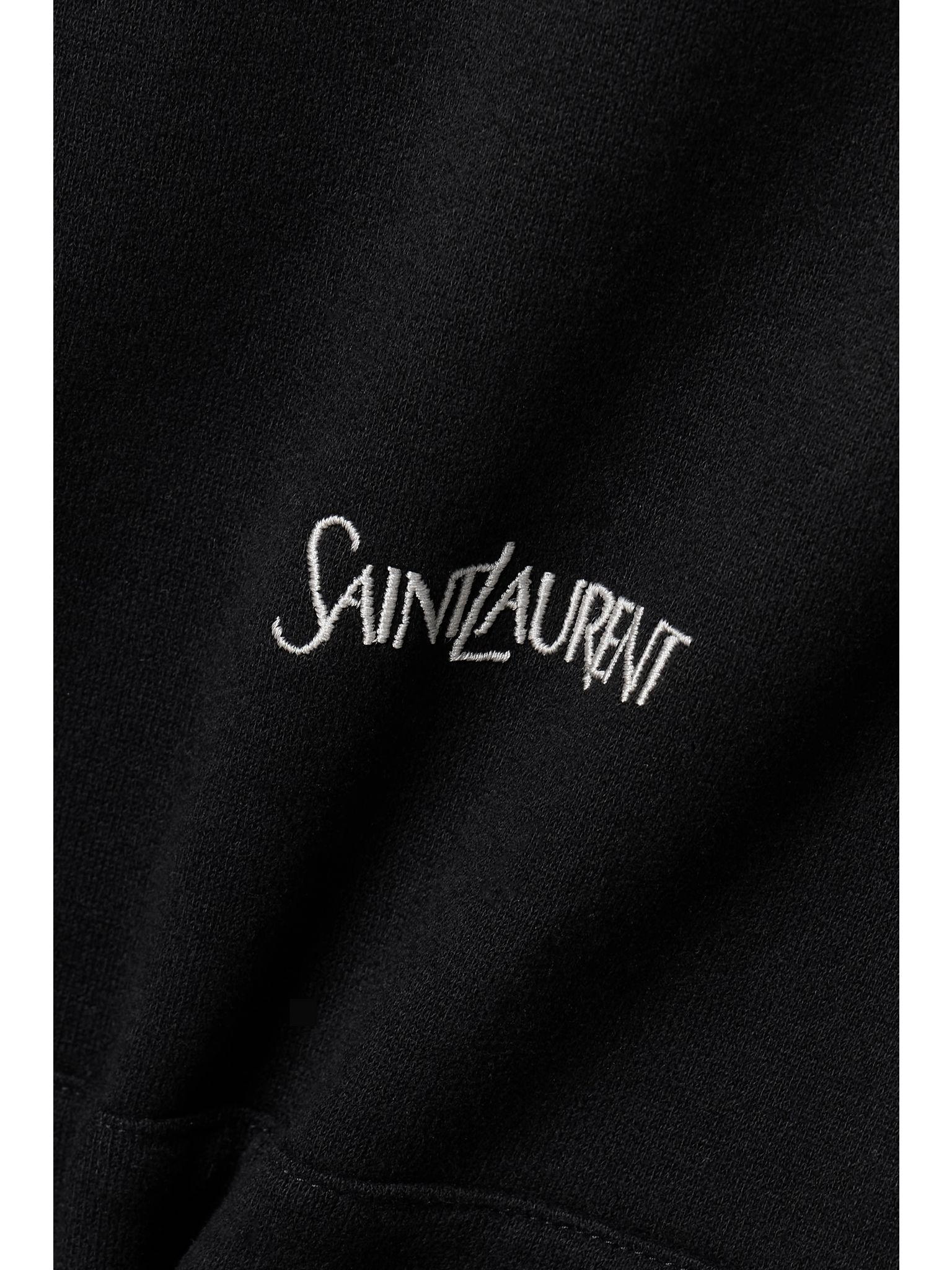 Striped embroidered cotton-jersey hoodie Black - 5