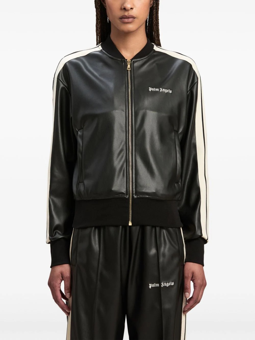 Leather Effect Track Bomber Jacket - 3