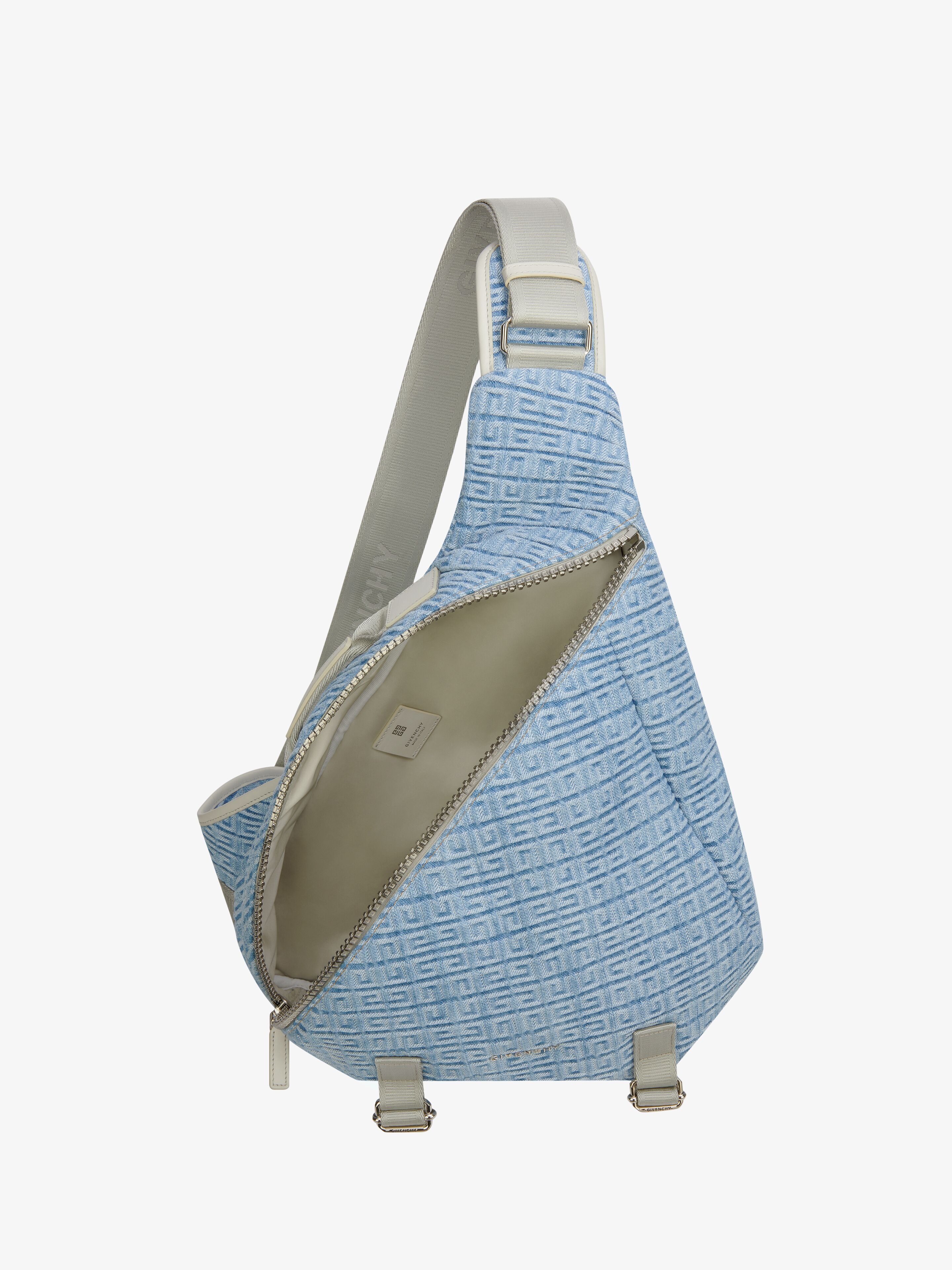 MEDIUM G-ZIP TRIANGLE BAG IN 4G DENIM - 5