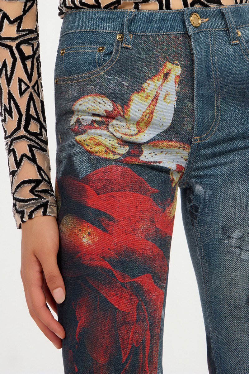 Garden Rose Print Jeans 6