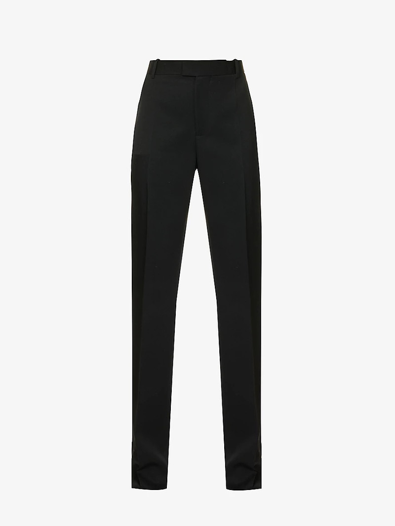Pressed-crease straight-leg high-rise wool trousers - 1