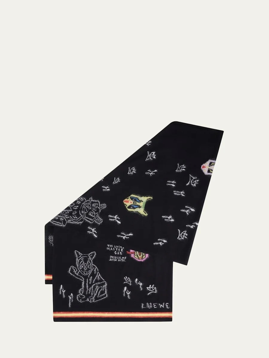 x Louis Wain Futuristic Cats Intarsia Scarf - 1