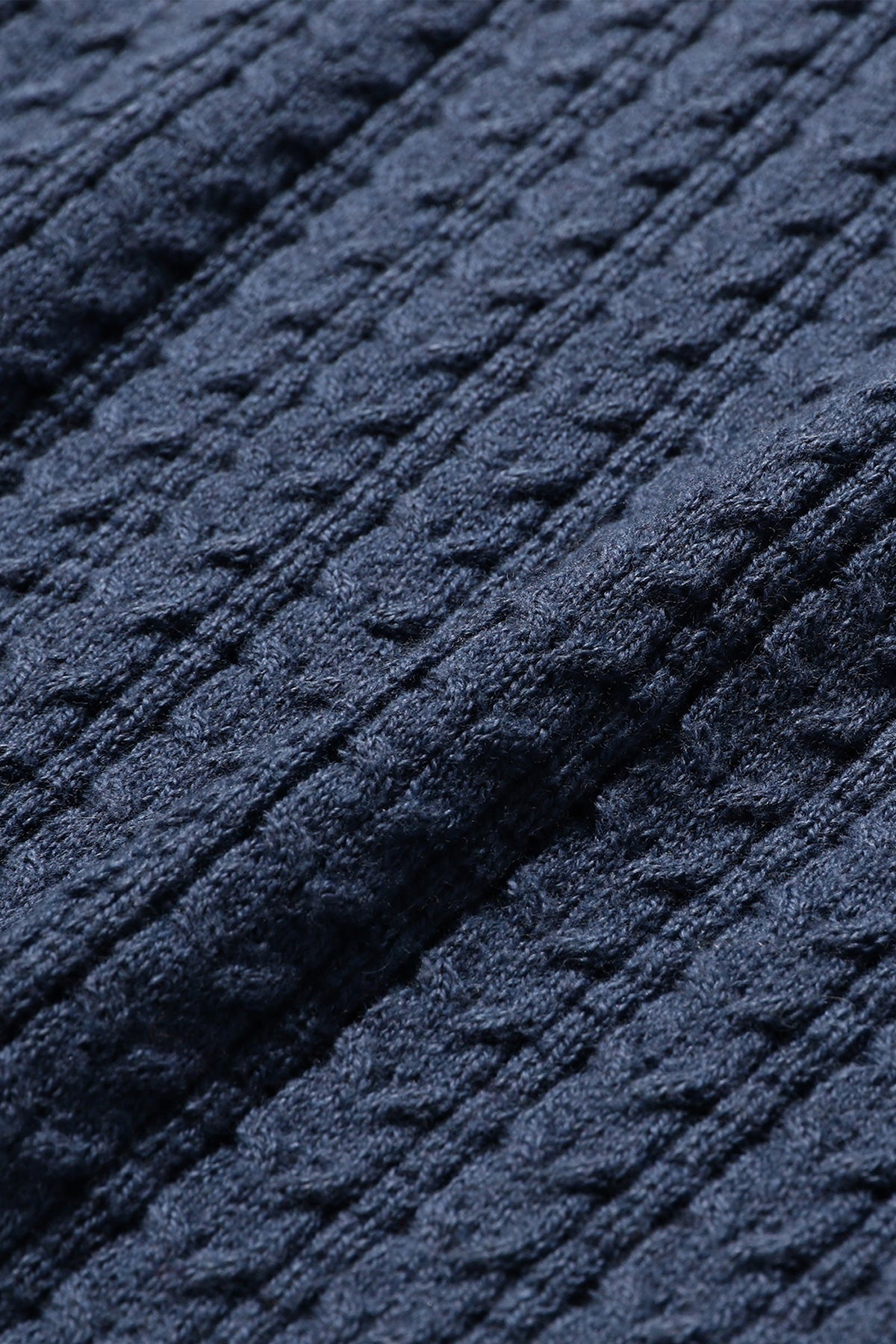 Cable Knit Polo - Blue - 3