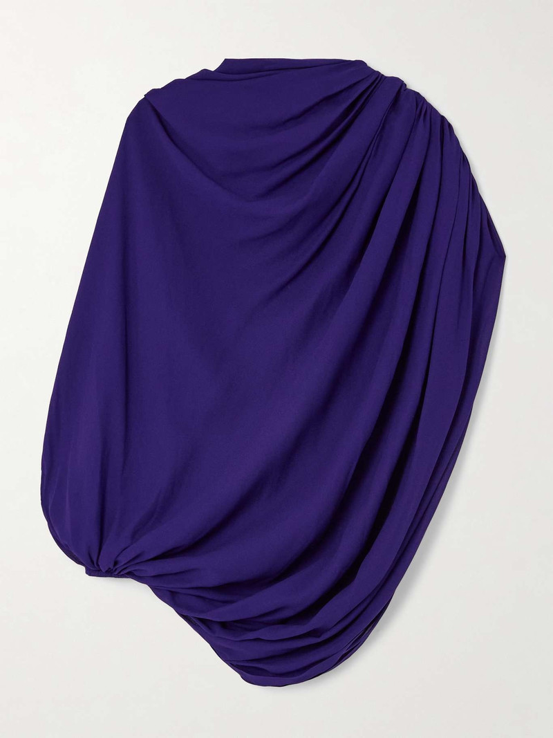 Asymmetric gathered draped georgette top - 1