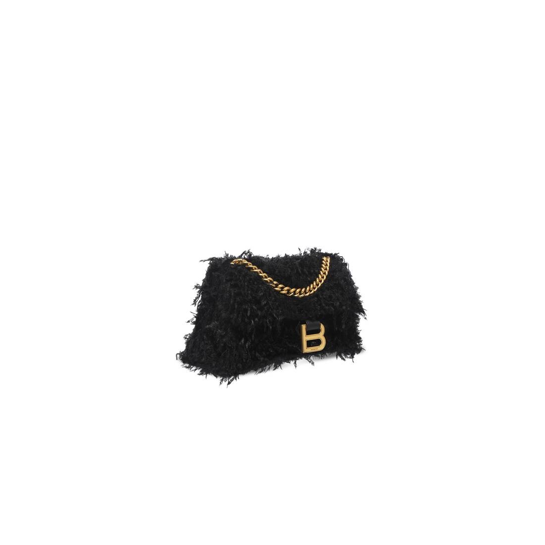 Women's Crush Small Chain Bag With Frabric Feathers  in Black - 4
