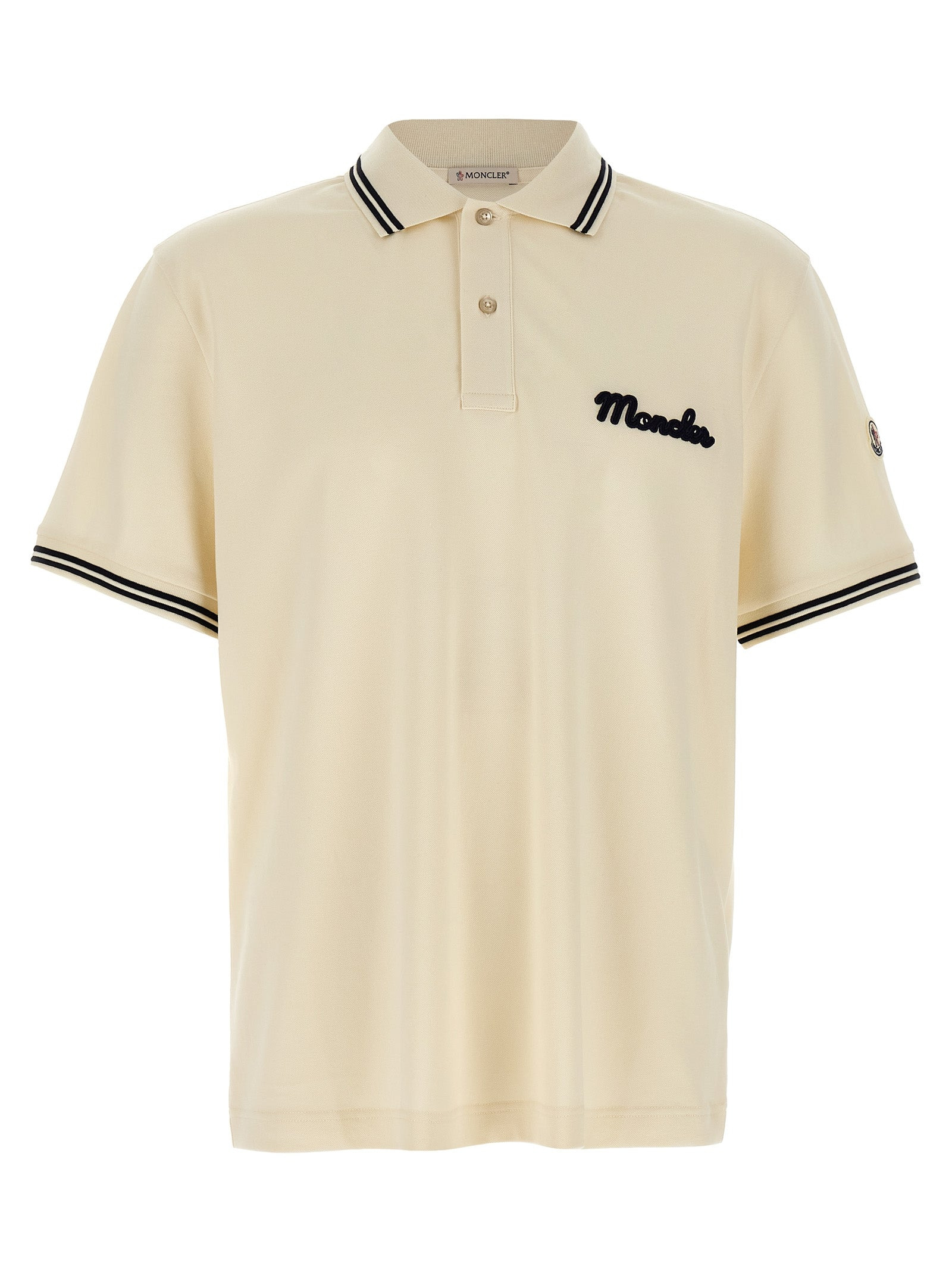 Logo Embroidery Shirt Polo Beige - 1