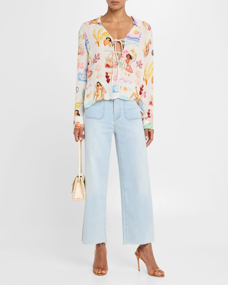 Rails Bathing Ladies Elm Tie-Front Linen Top outlook