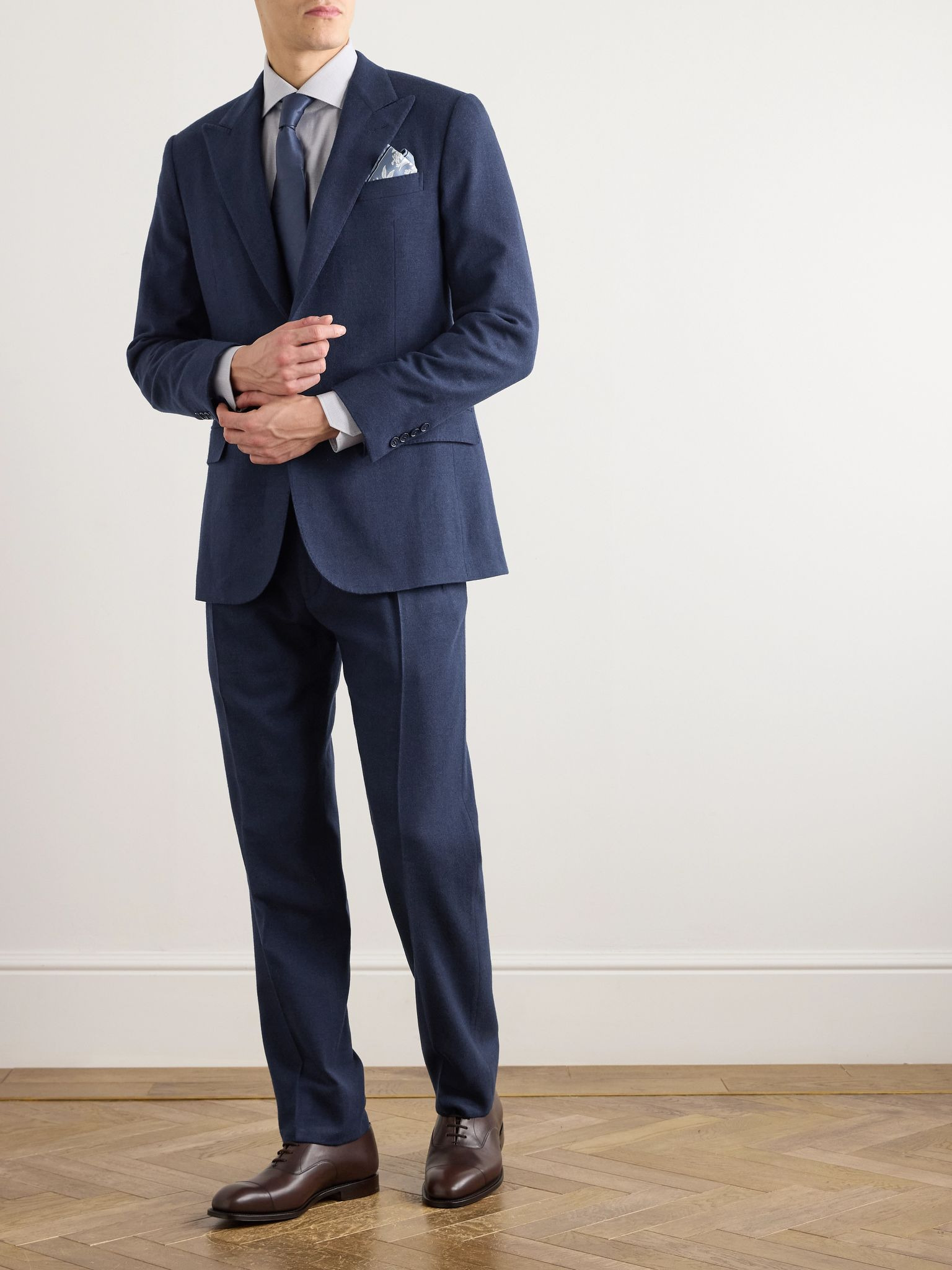 Kent Slim-Fit Herringbone Wool, Silk and Cashmere-Blend Suit Jacket Blue - 2