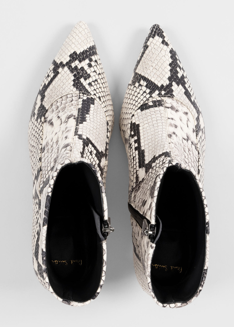 Cream Snake Print 'Sarita' Boots 5
