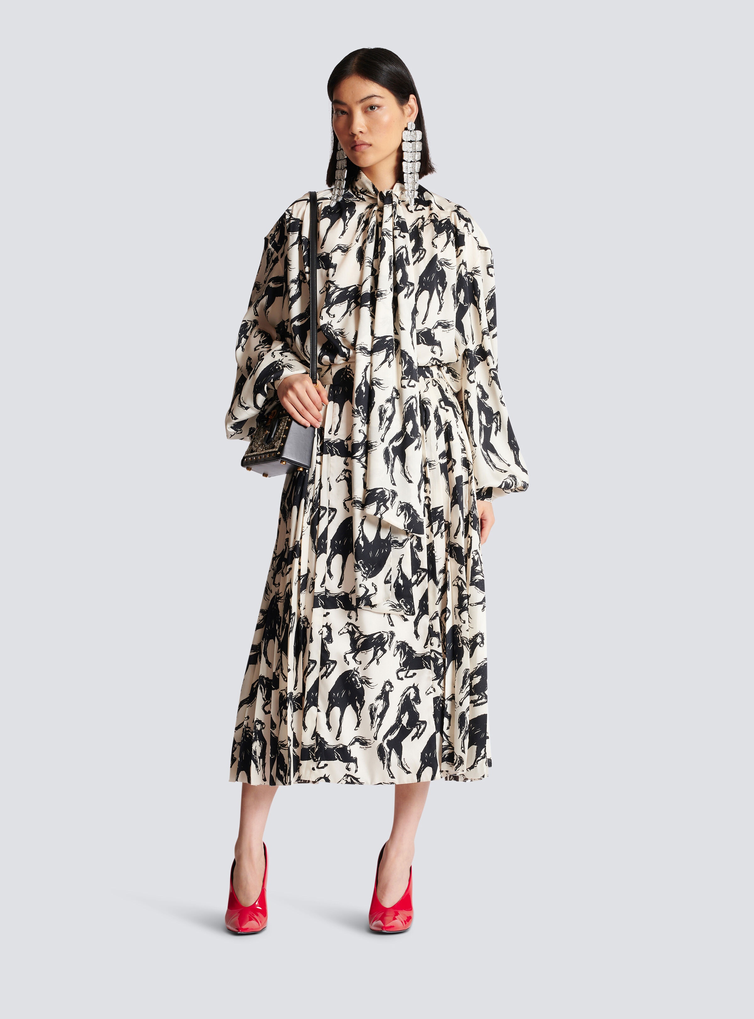 Pleated midi skirt in printed silk - 2